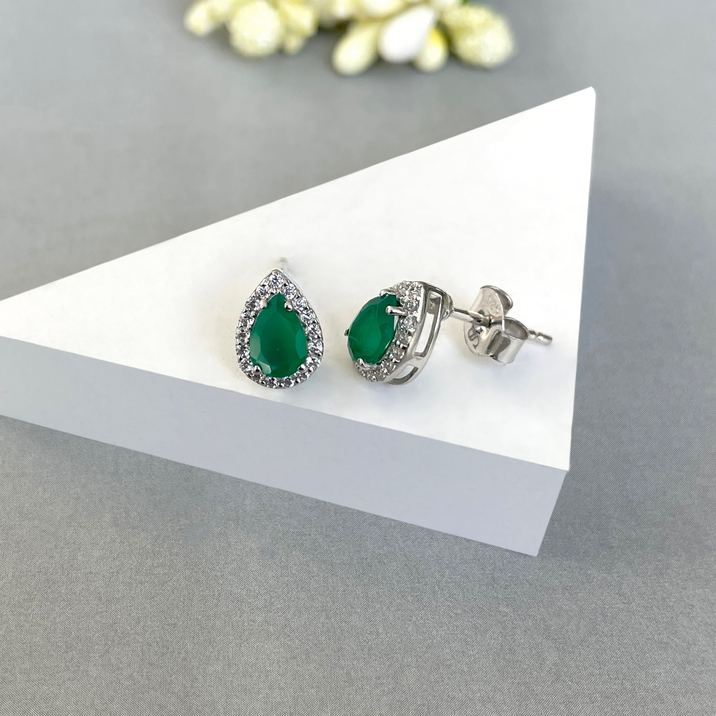 Green Onyx Stud Earring-(GRO-SE-52-W.)