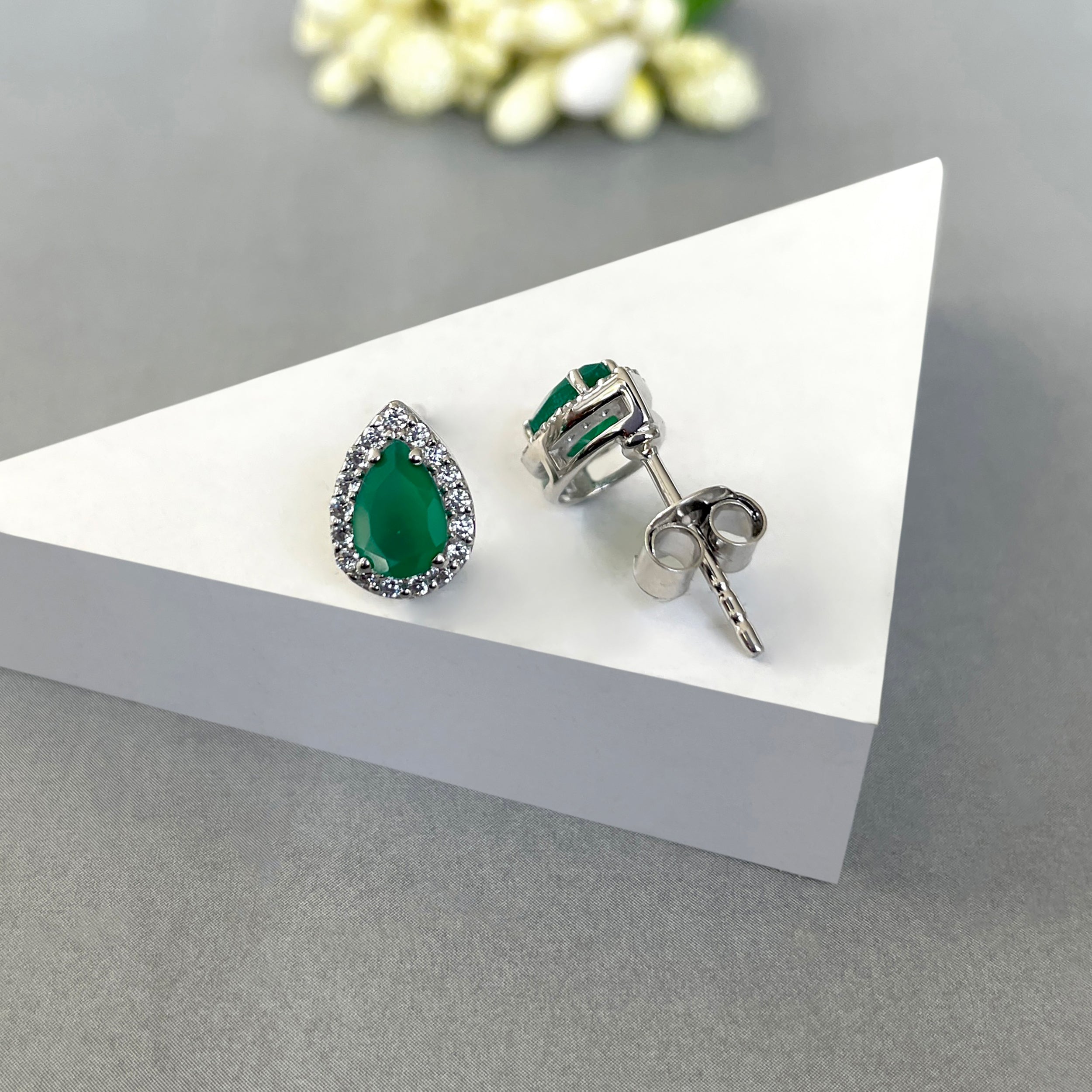 Green Onyx Stud Earring-(GRO-SE-52-W.)