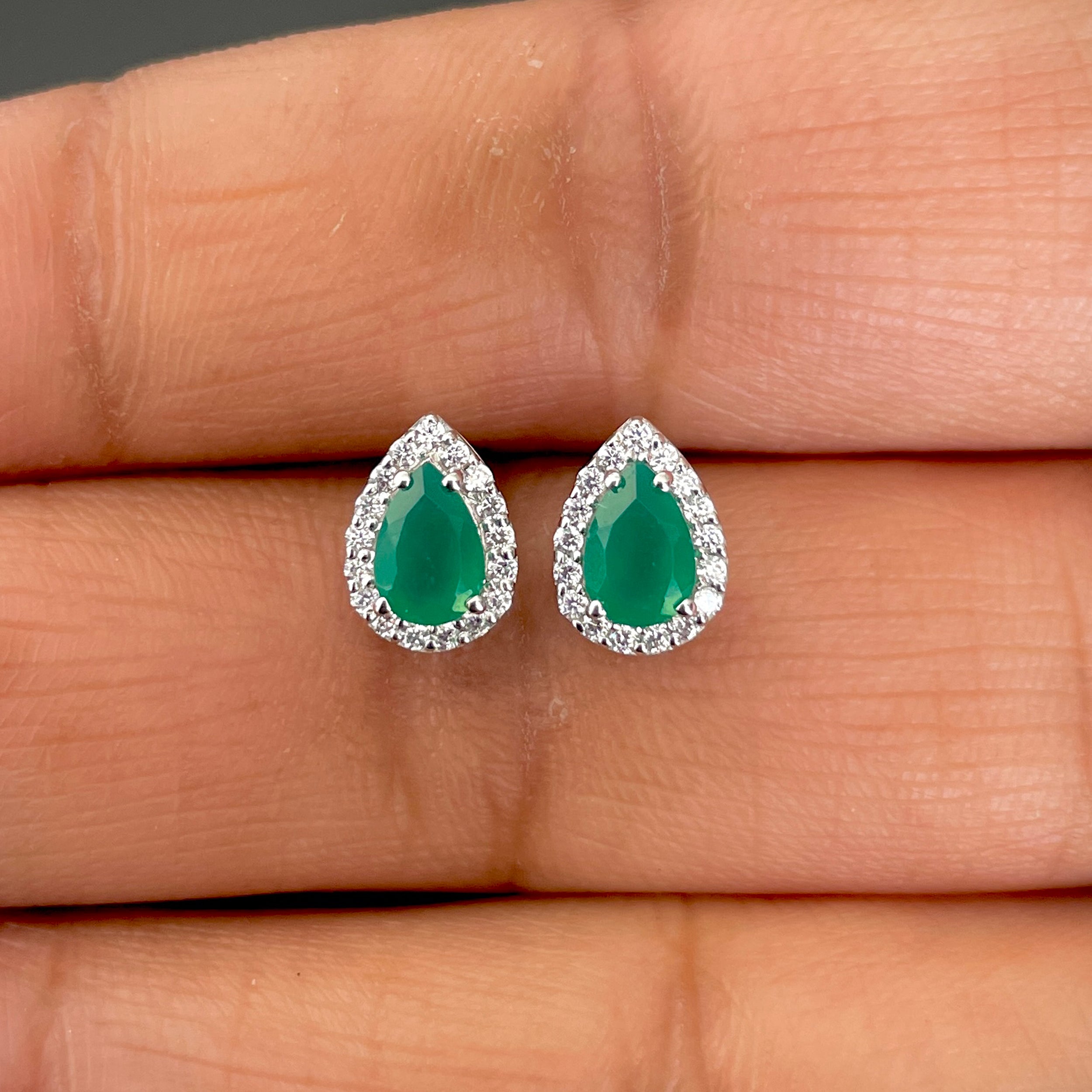 Green Onyx Stud Earring-(GRO-SE-52-W.)