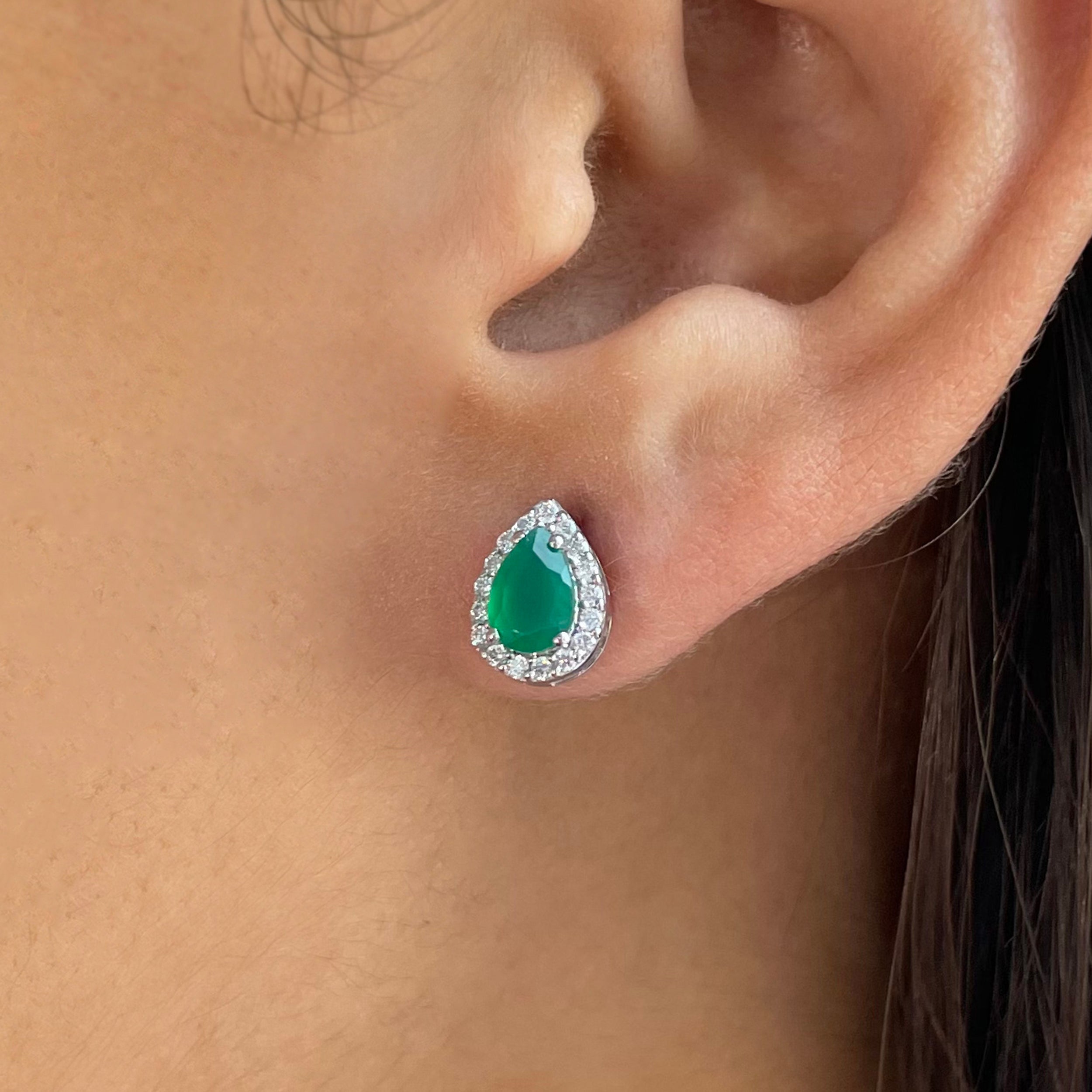 Green Onyx Stud Earring-(GRO-SE-52-W.)