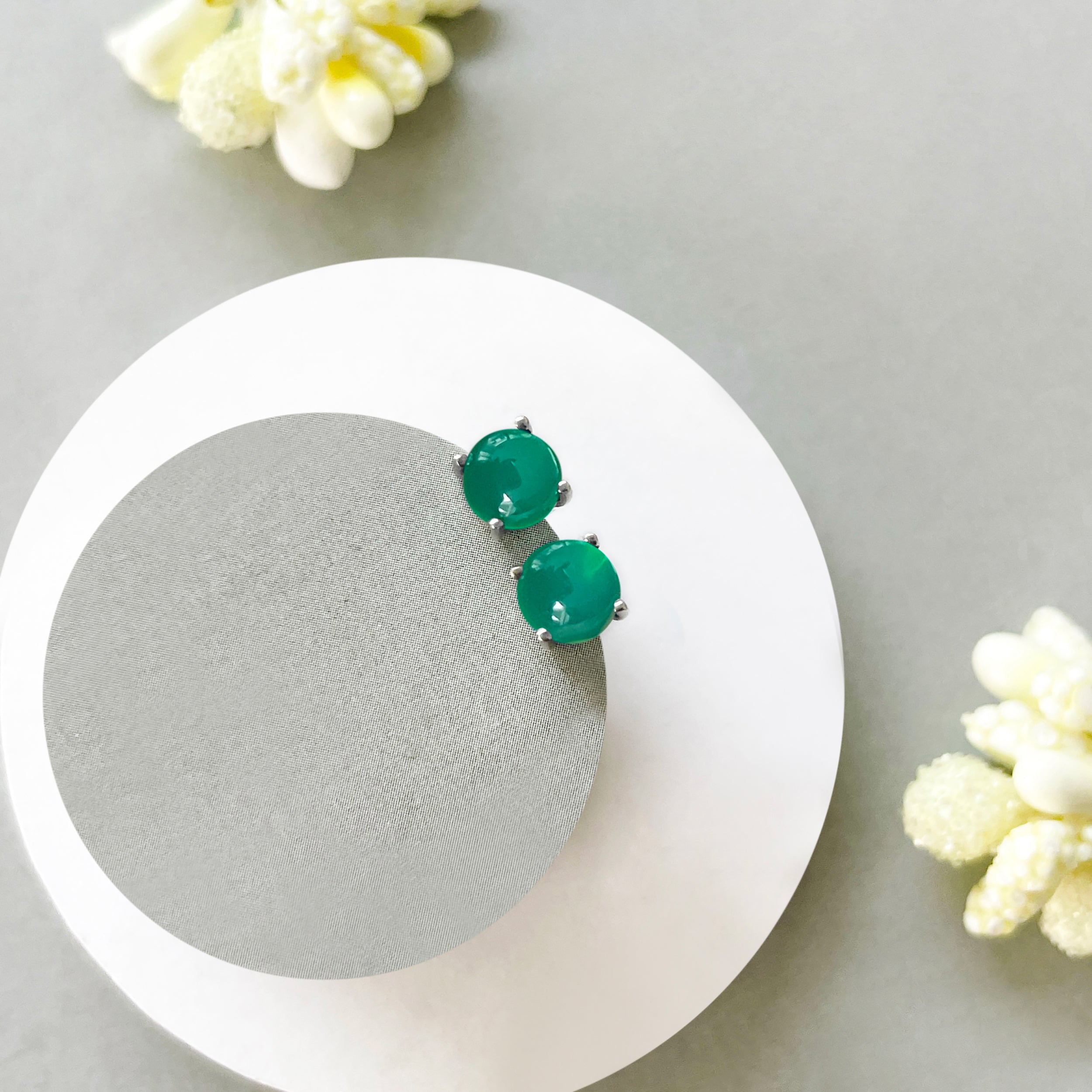 Green Onyx Stud Earring-(GRO-SE-699.)