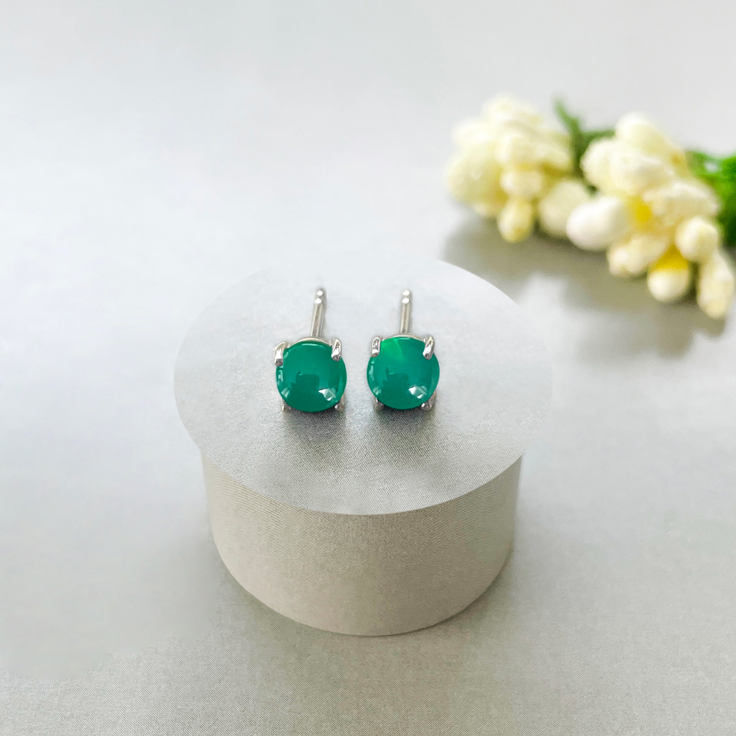 Green Onyx Stud Earring-(GRO-SE-699.)