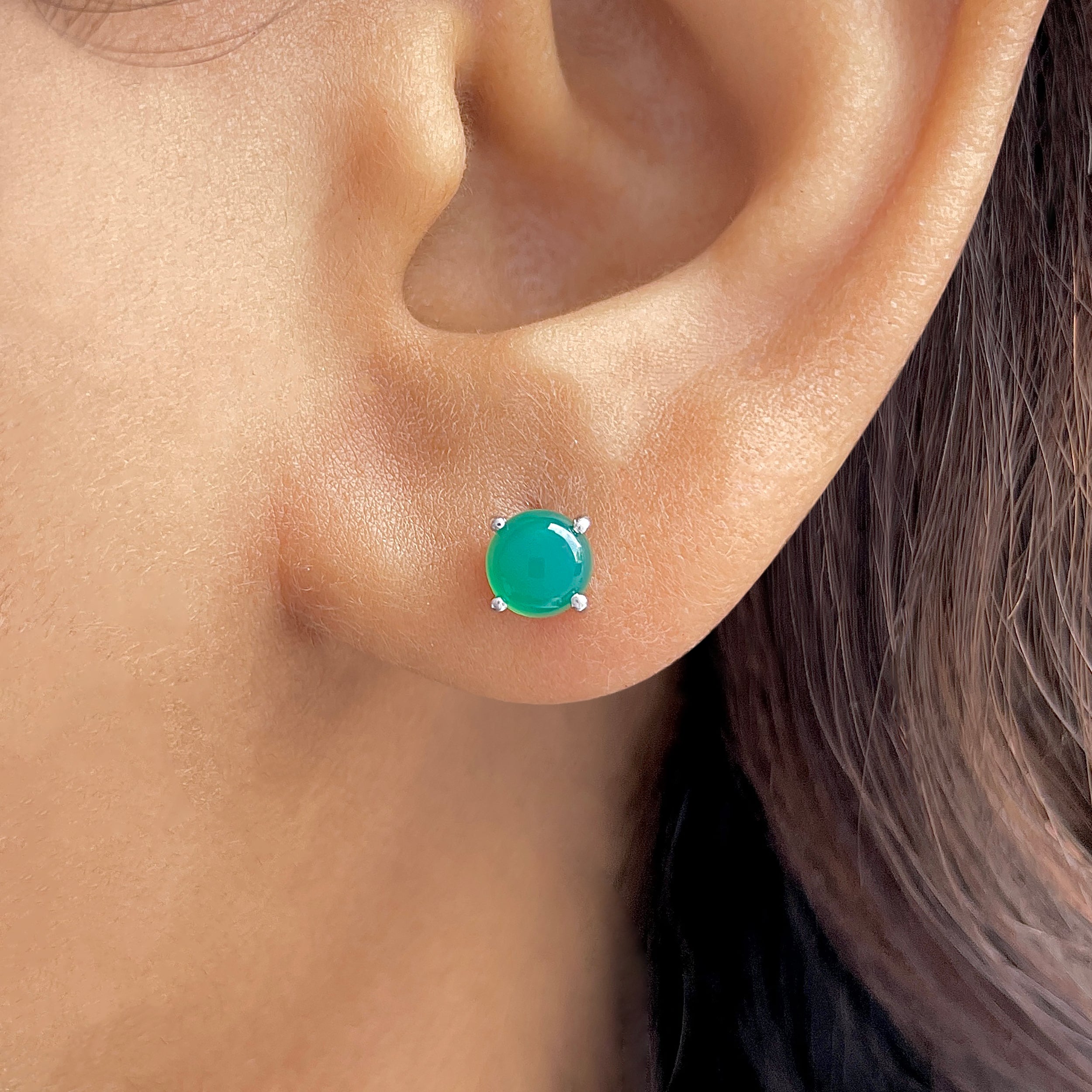 Green Onyx Stud Earring-(GRO-SE-699.)