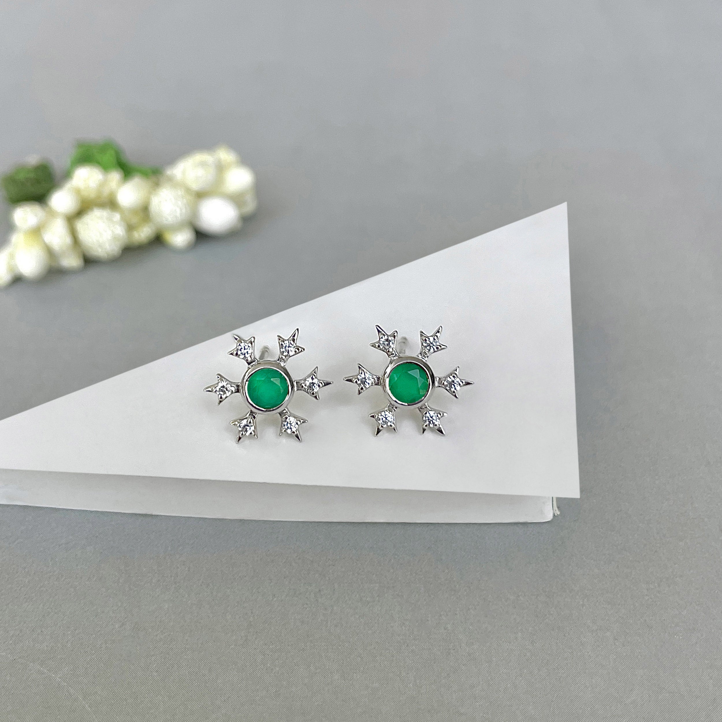 Green Onyx Stud Earring-(GRO-SE-854.)