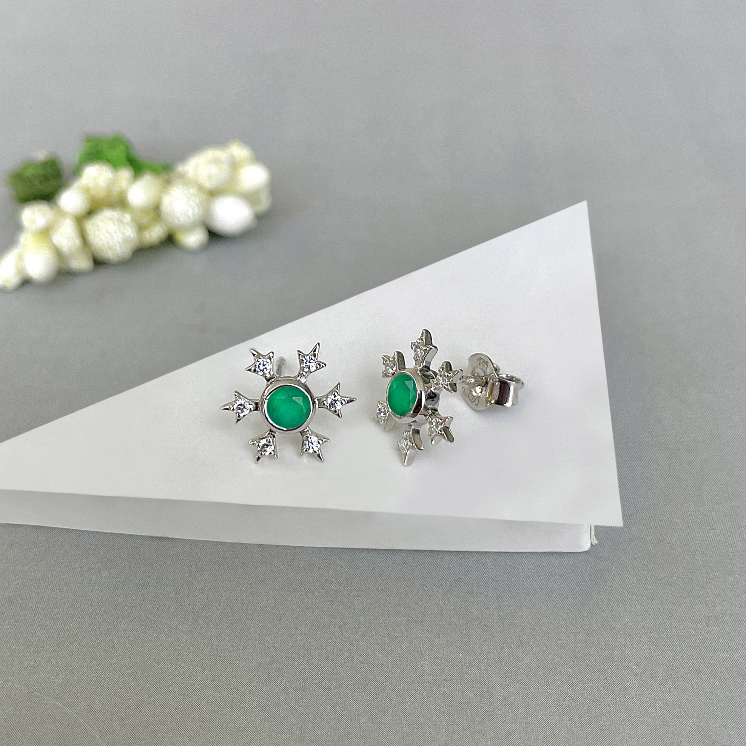 Green Onyx Stud Earring-(GRO-SE-854.)