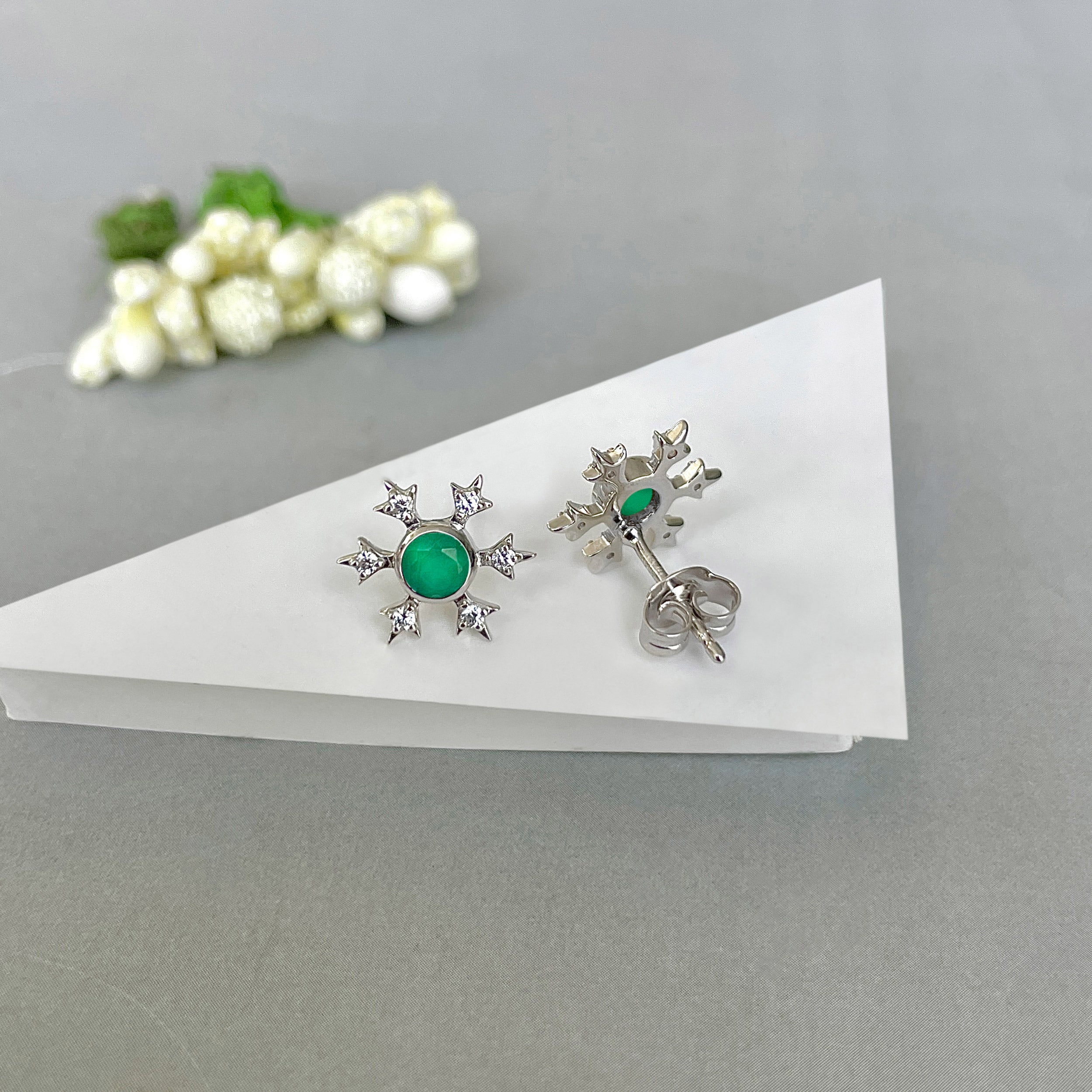 Green Onyx Stud Earring-(GRO-SE-854.)