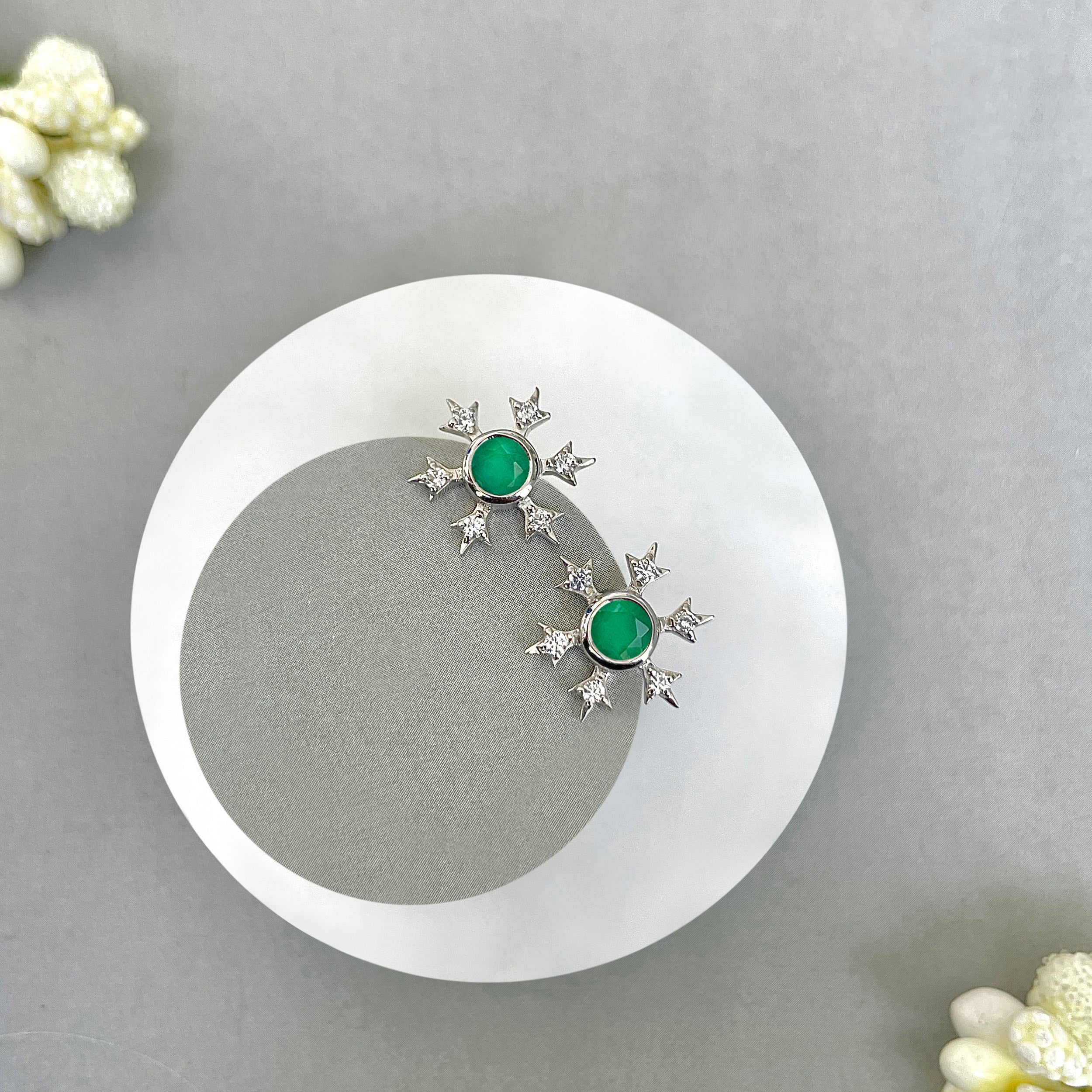 Green Onyx Stud Earring-(GRO-SE-854.)