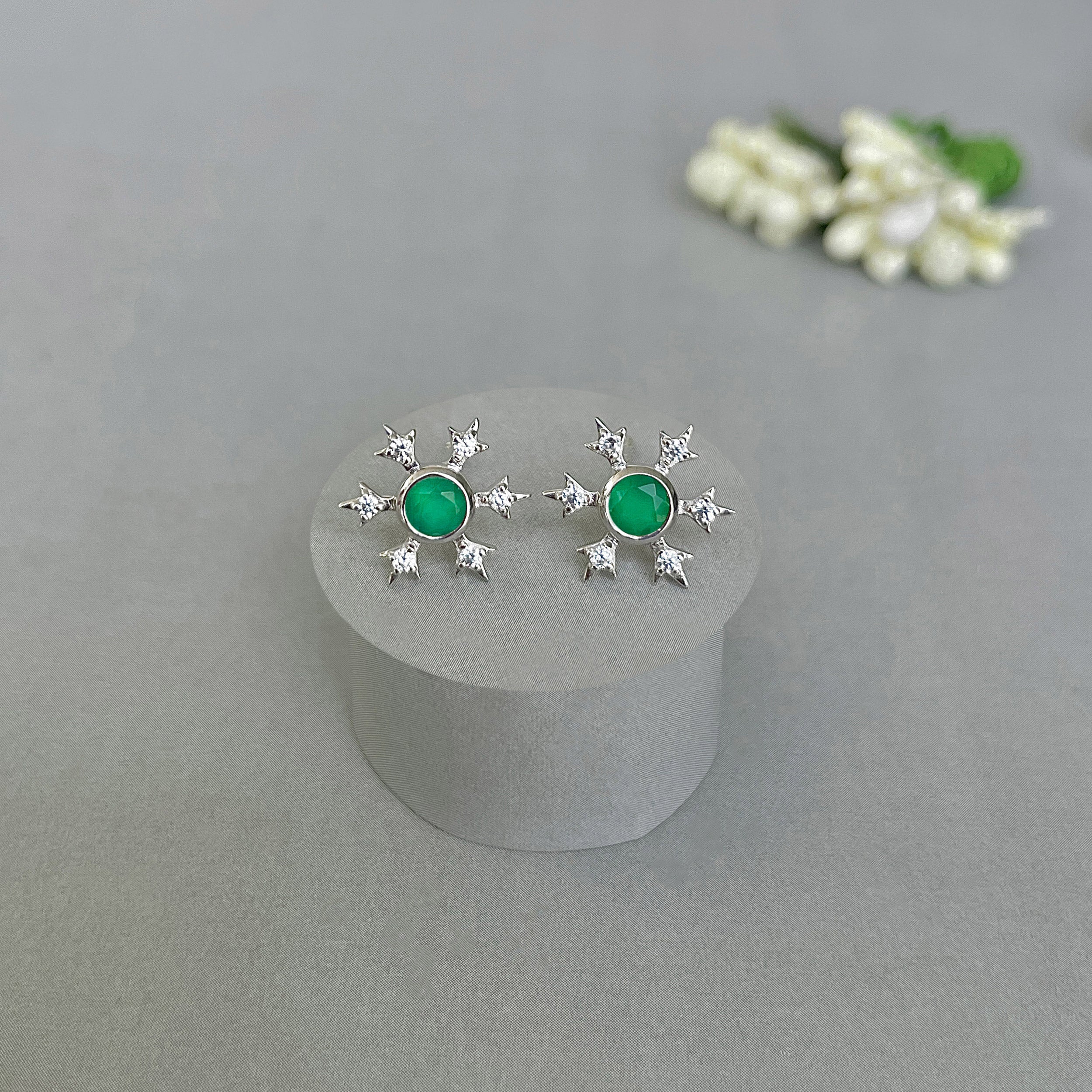 Green Onyx Stud Earring-(GRO-SE-854.)
