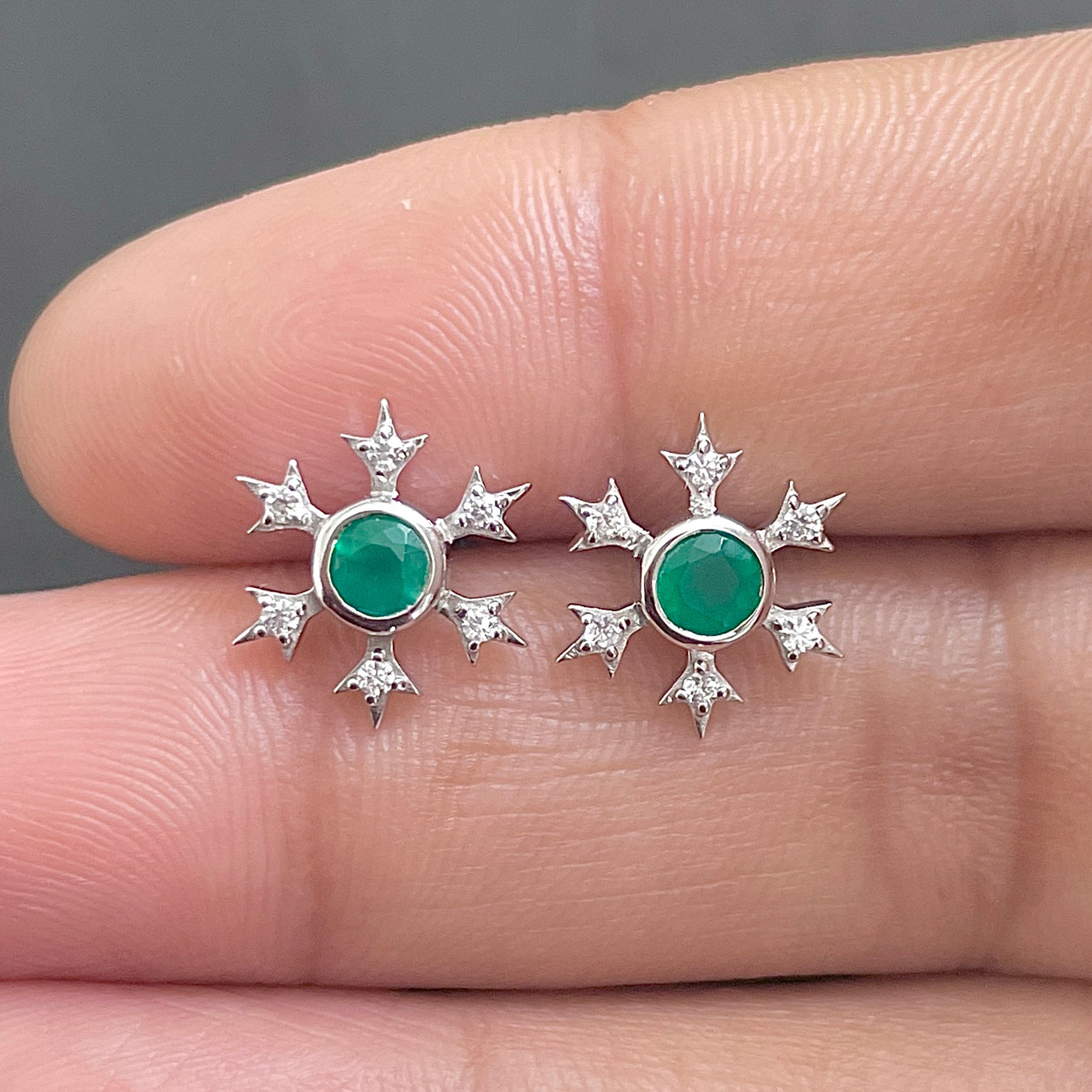 Green Onyx Stud Earring-(GRO-SE-854.)