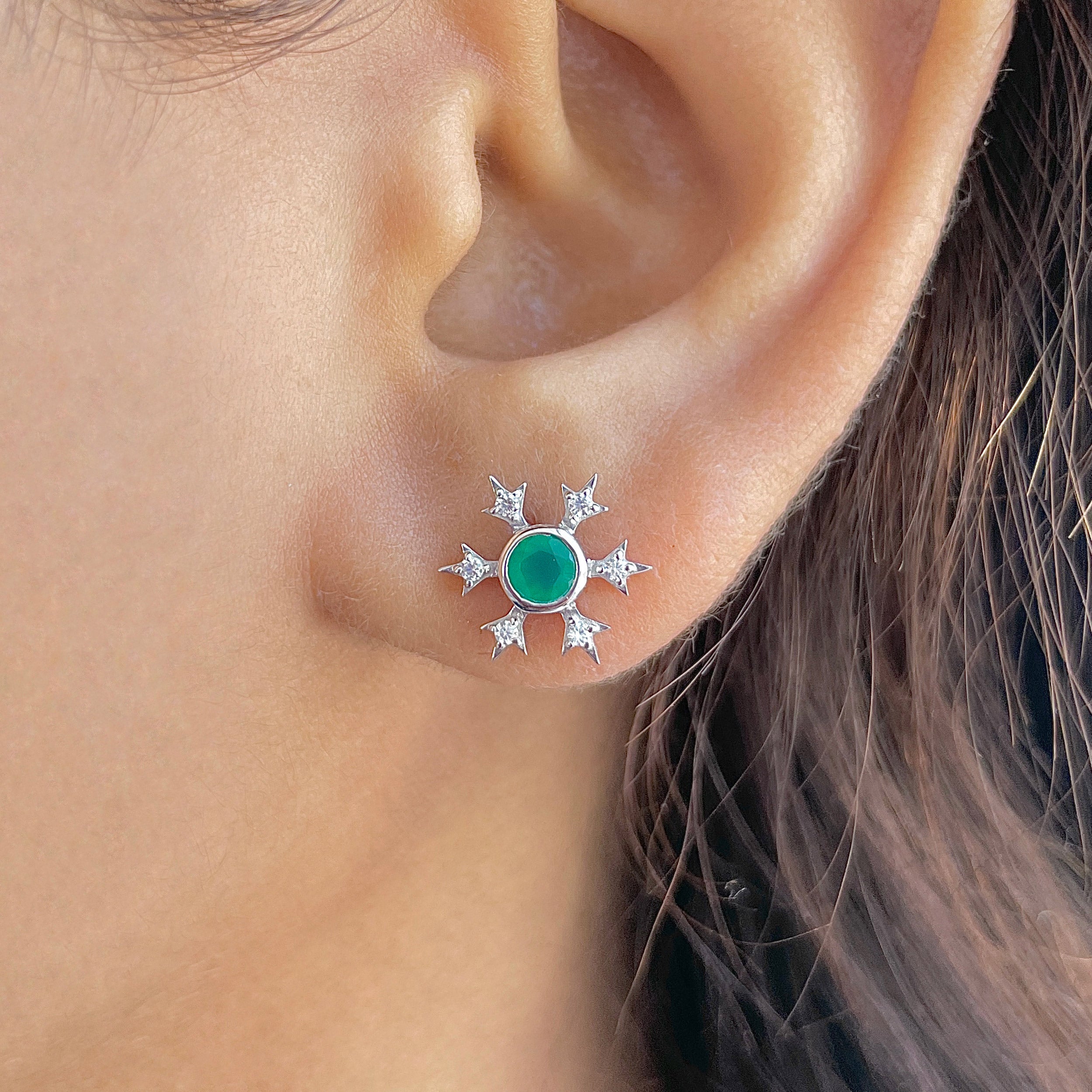 Green Onyx Stud Earring-(GRO-SE-854.)