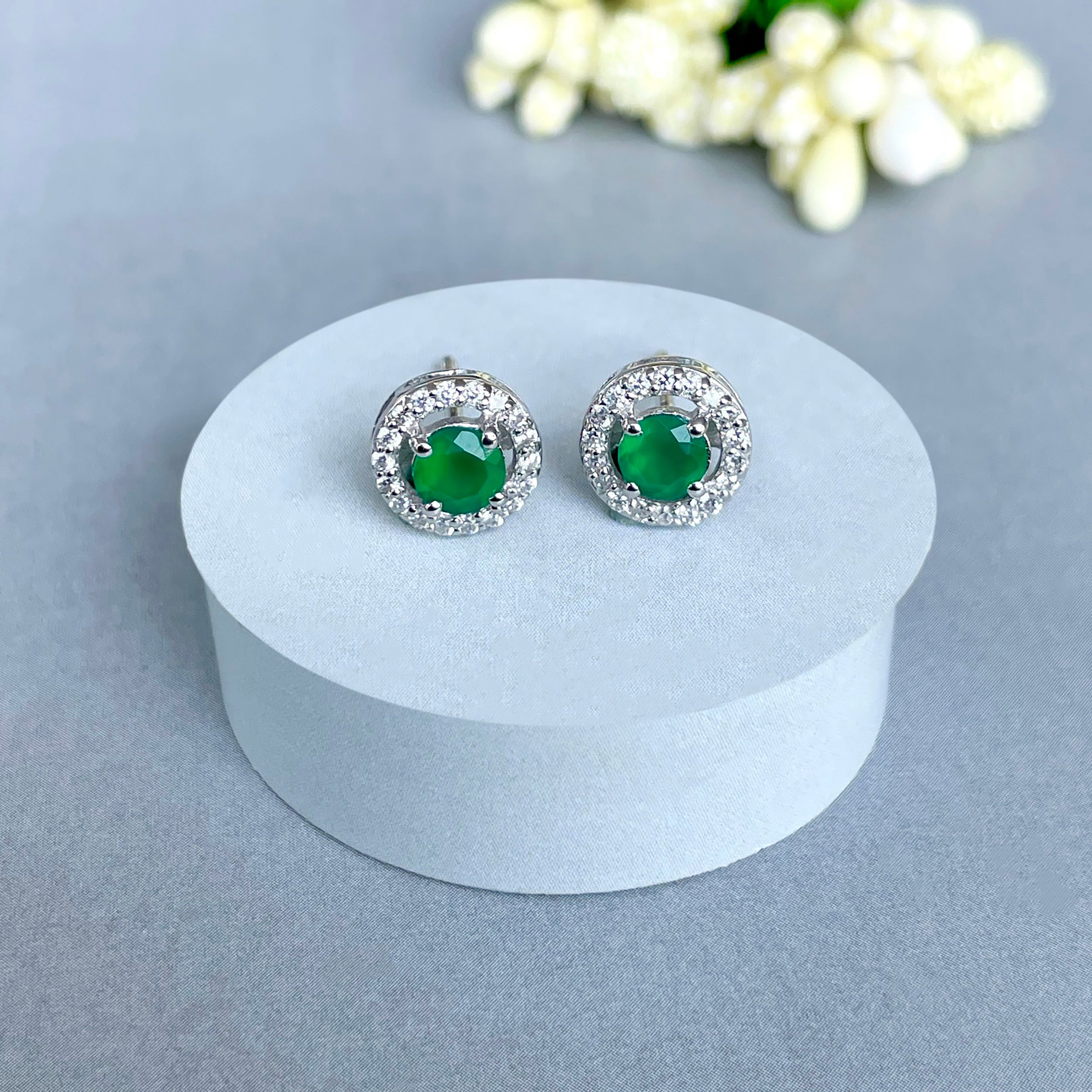 Green Onyx Stud Earring-(GRO-SE-985.)