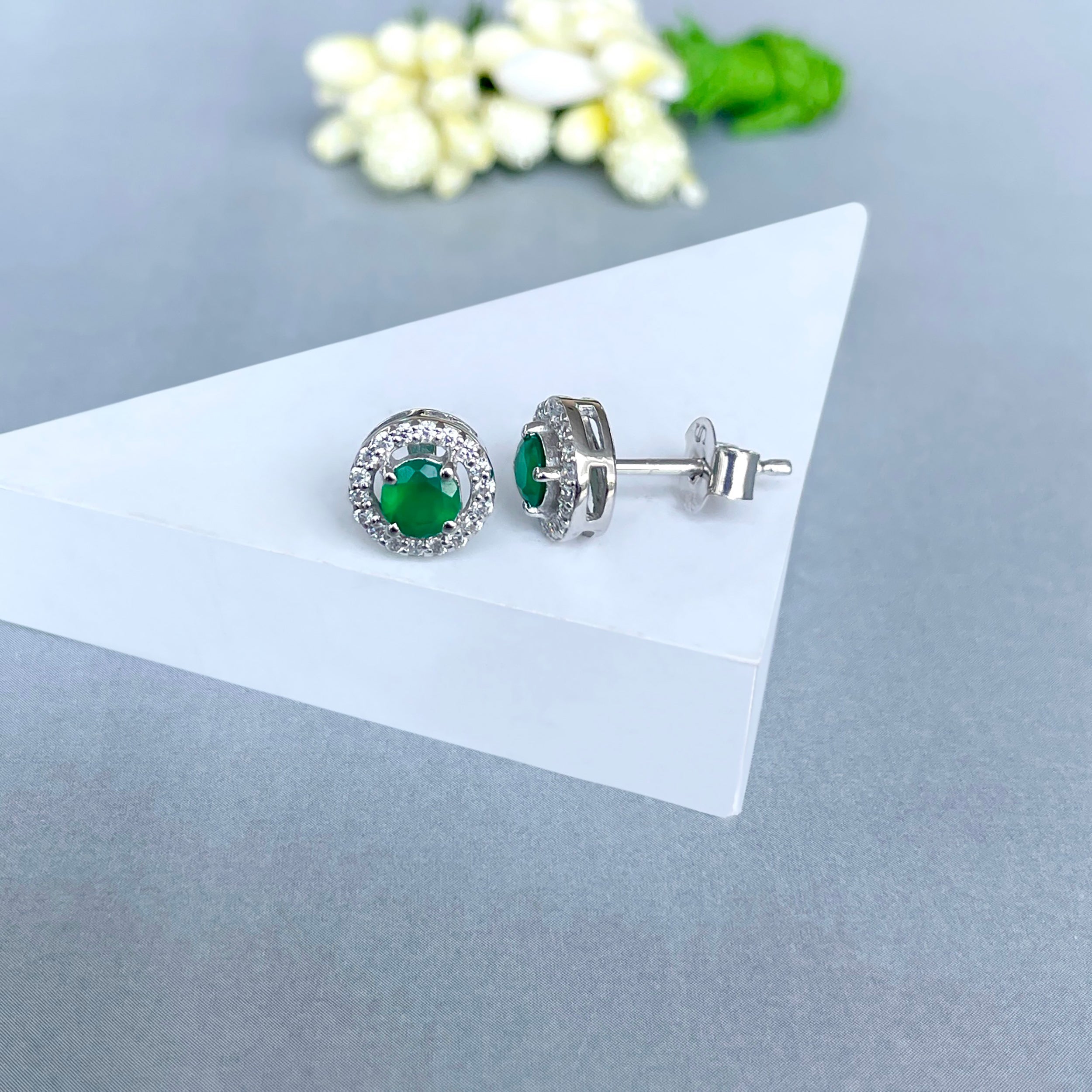 Green Onyx Stud Earring-(GRO-SE-985.)