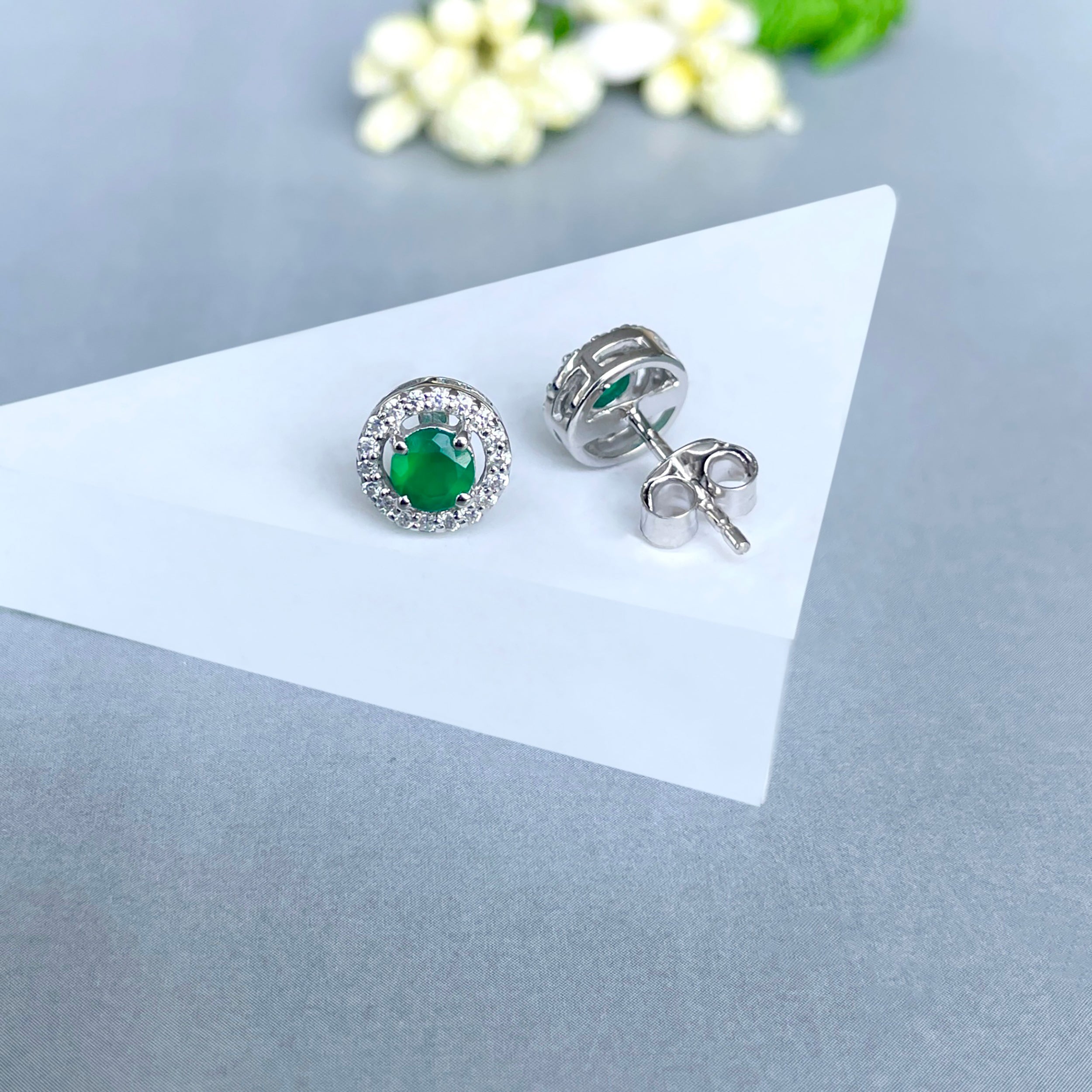 Green Onyx Stud Earring-(GRO-SE-985.)