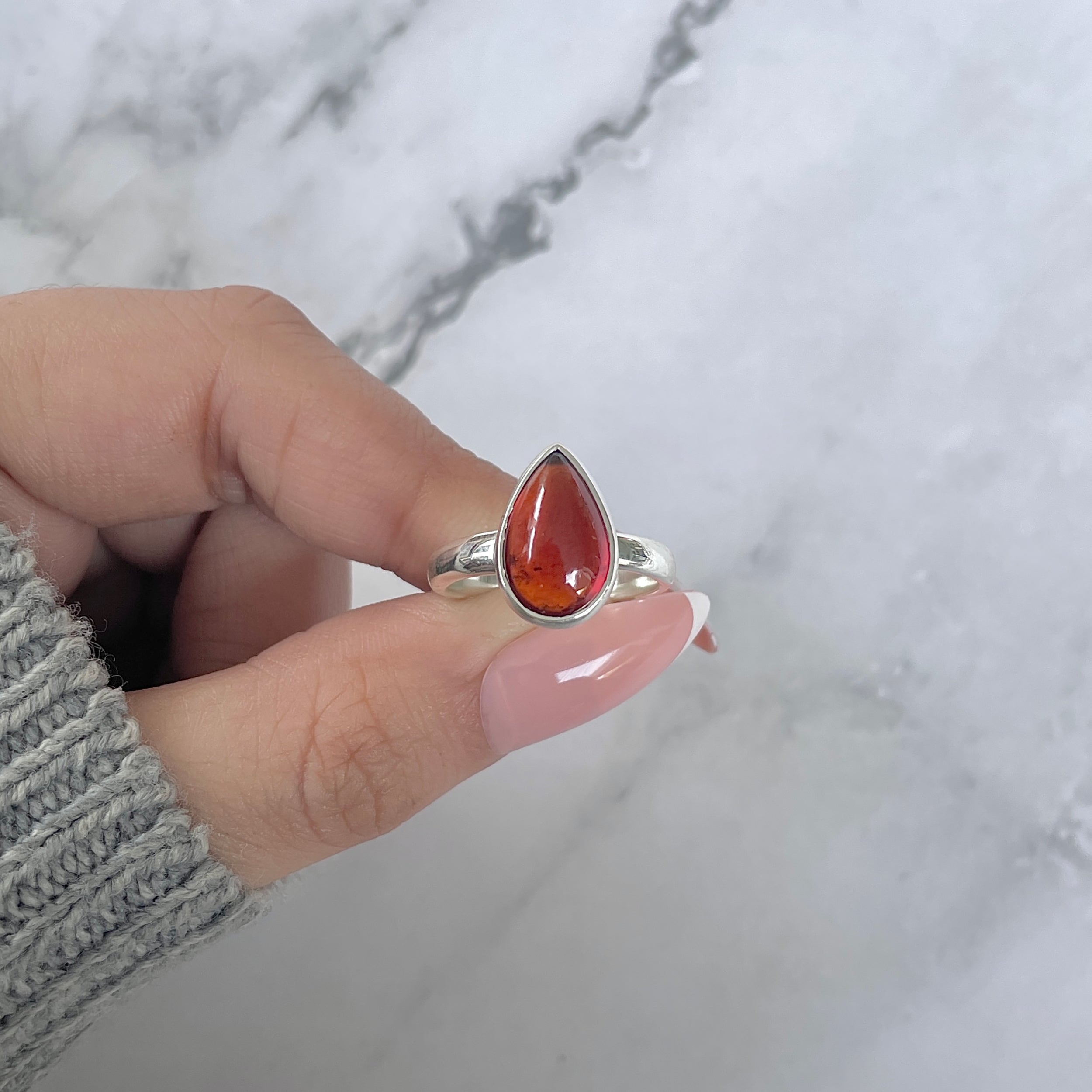 Hessonite Garnet Adjustable Ring-(HSG-R-1.)