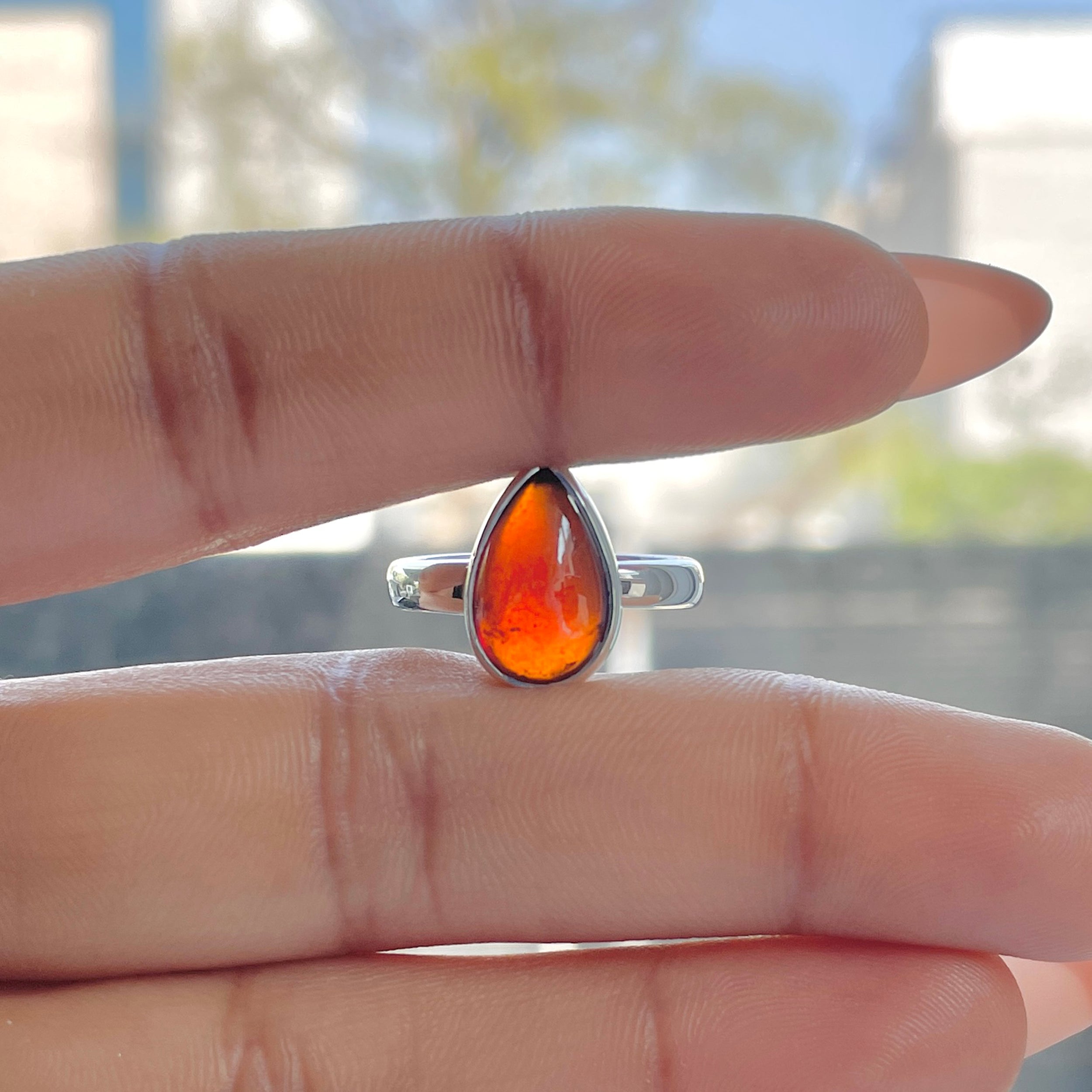 Hessonite Garnet Adjustable Ring-(HSG-R-1.)