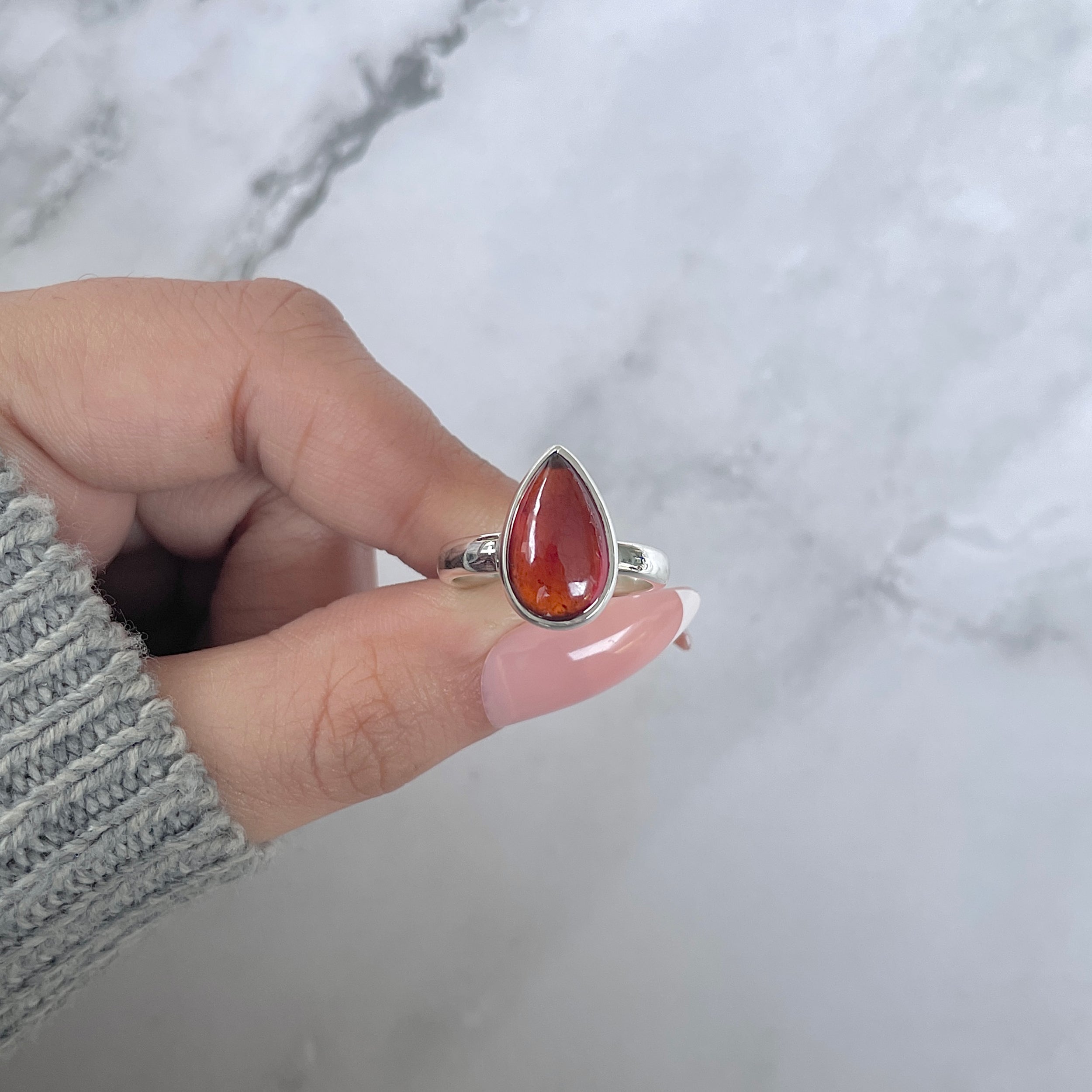 Hessonite Garnet Adjustable Ring-(HSG-R-10.)