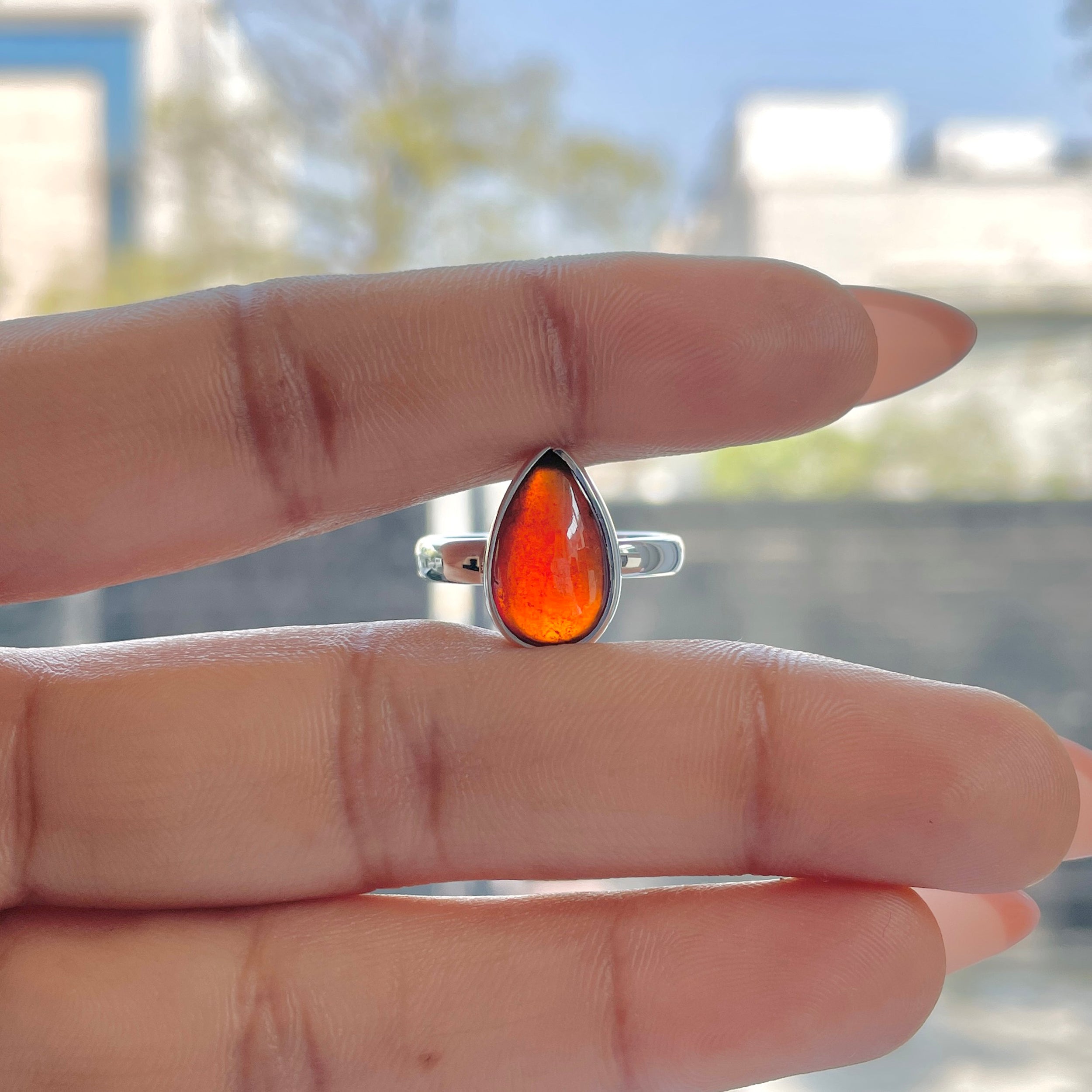 Hessonite Garnet Adjustable Ring-(HSG-R-10.)