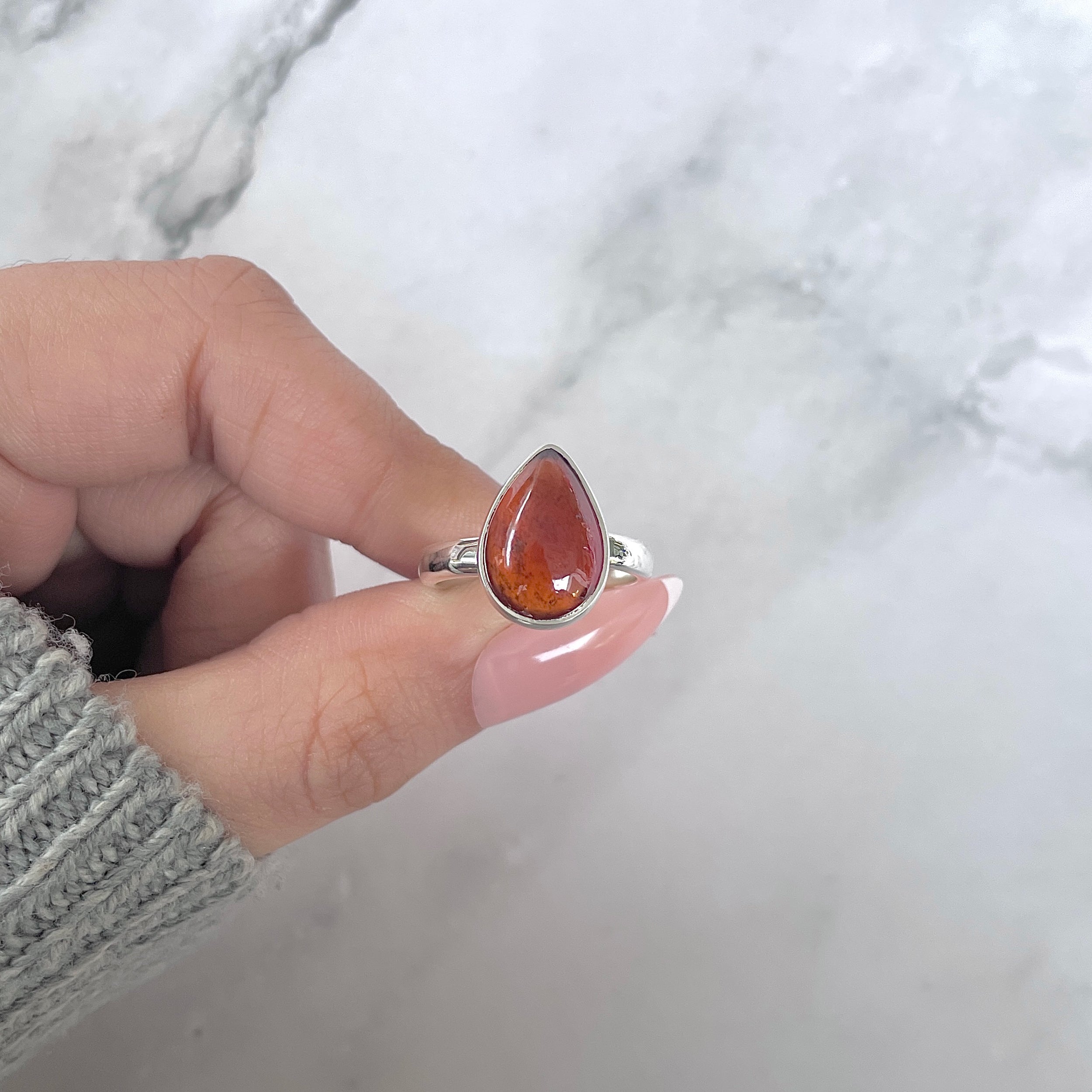Hessonite Garnet Adjustable Ring-(HSG-R-12.)