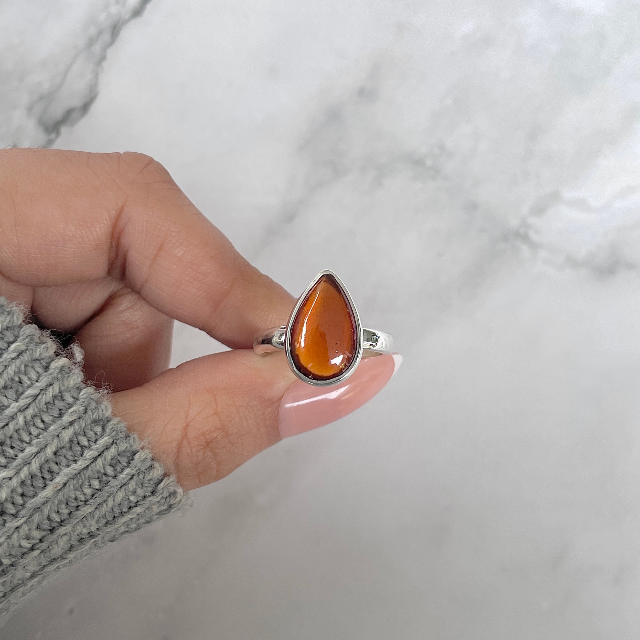 Hessonite Garnet Adjustable Ring-(HSG-R-15.)