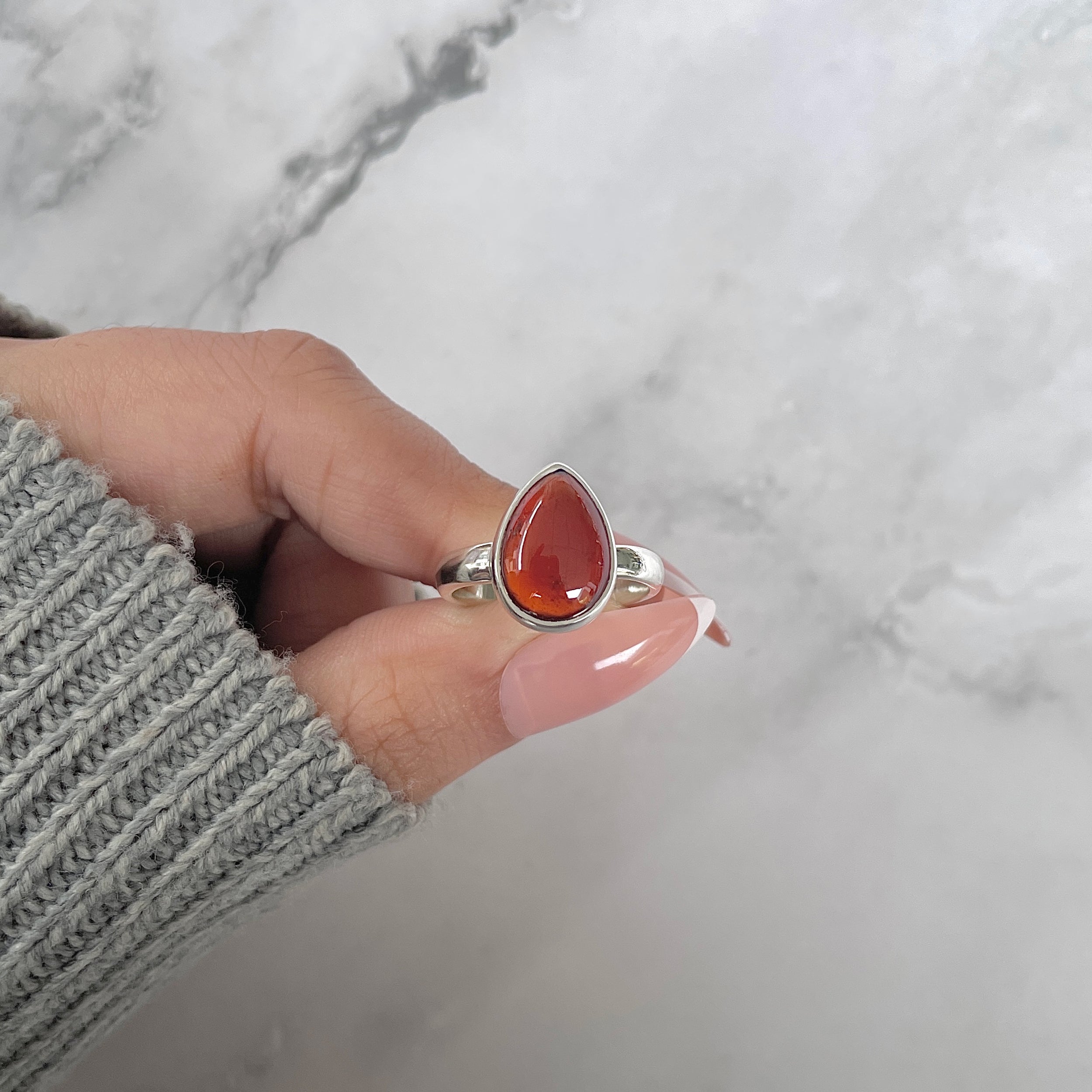 Hessonite Garnet Adjustable Ring-(HSG-R-16.)