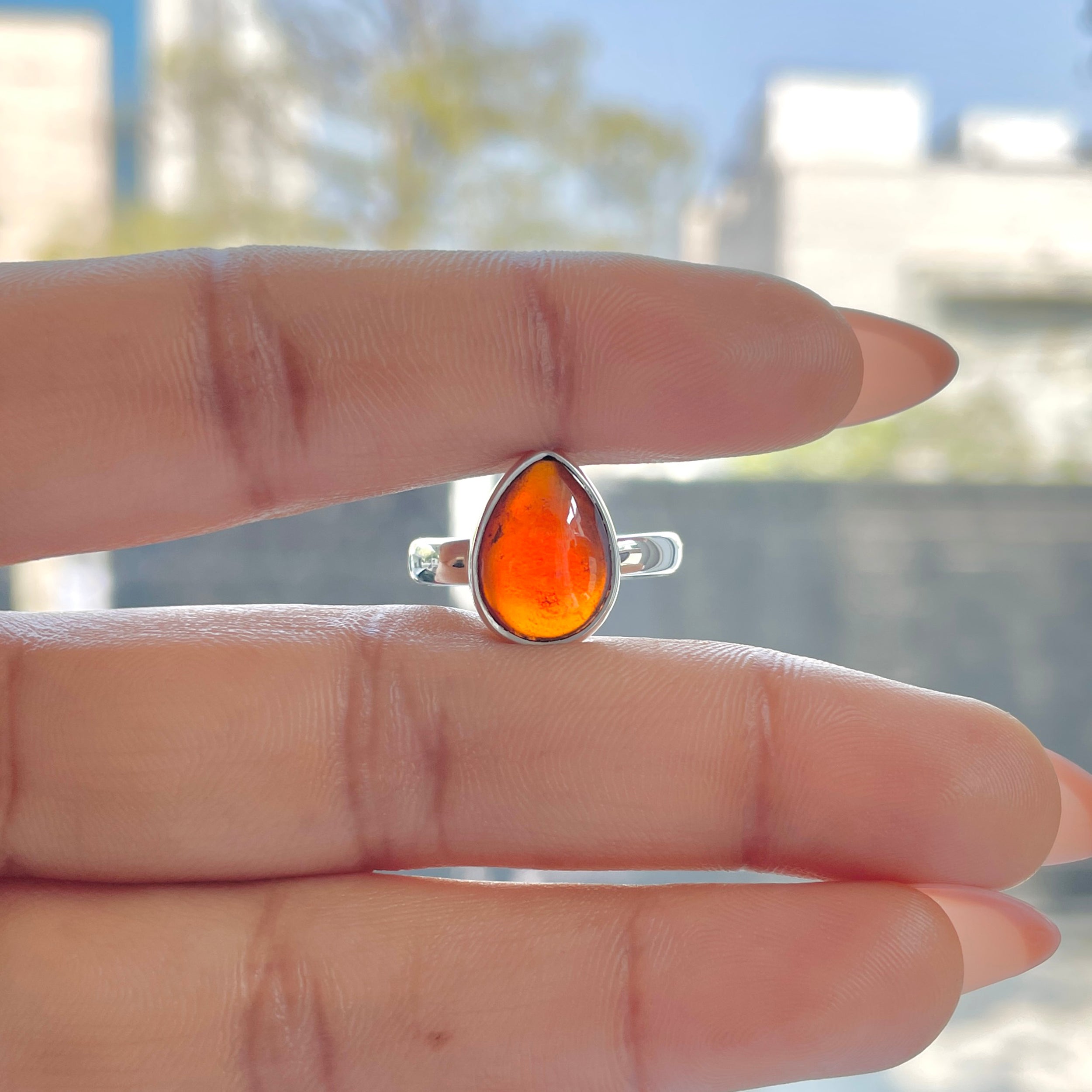 Hessonite Garnet Adjustable Ring-(HSG-R-16.)
