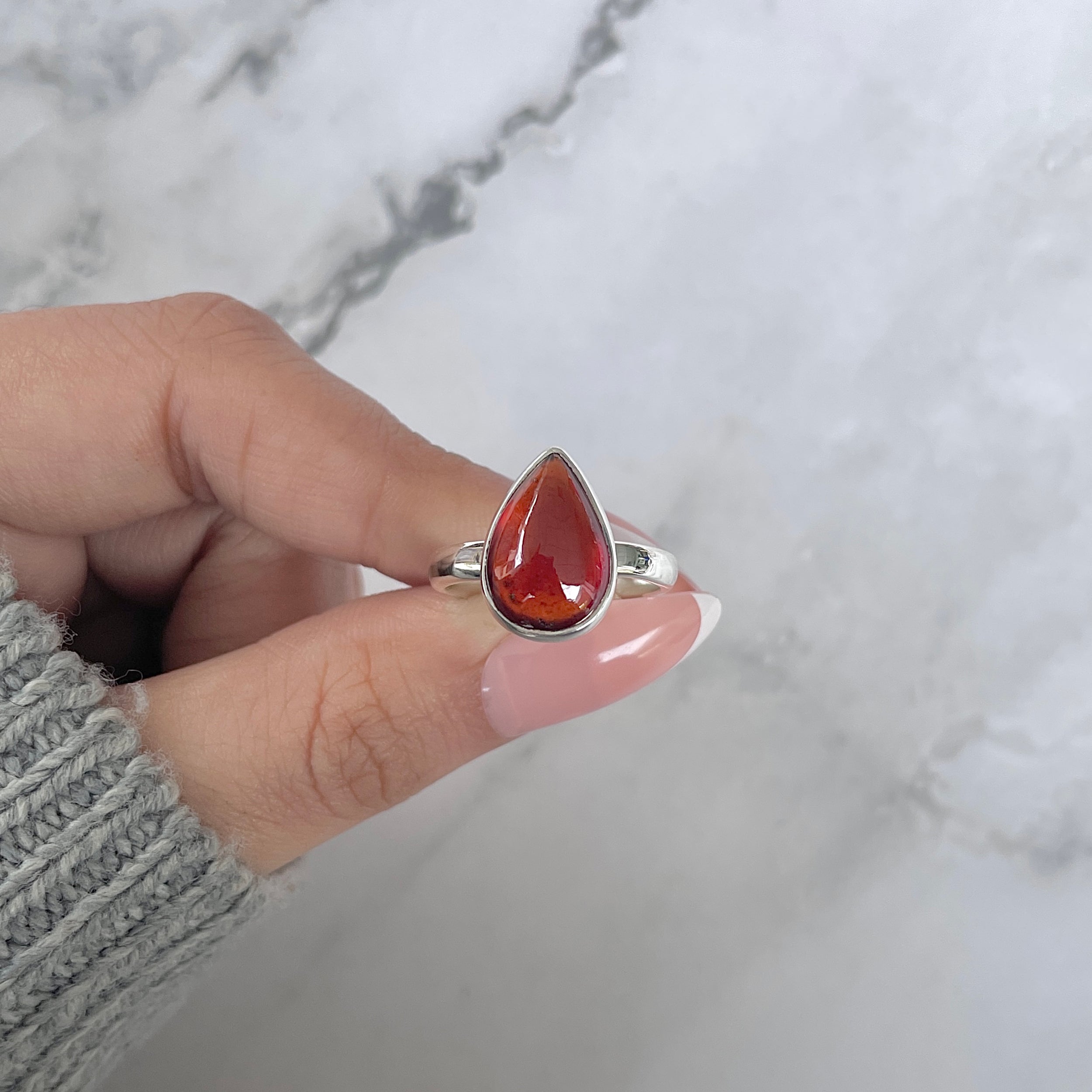 Hessonite Garnet Adjustable Ring-(HSG-R-19.)