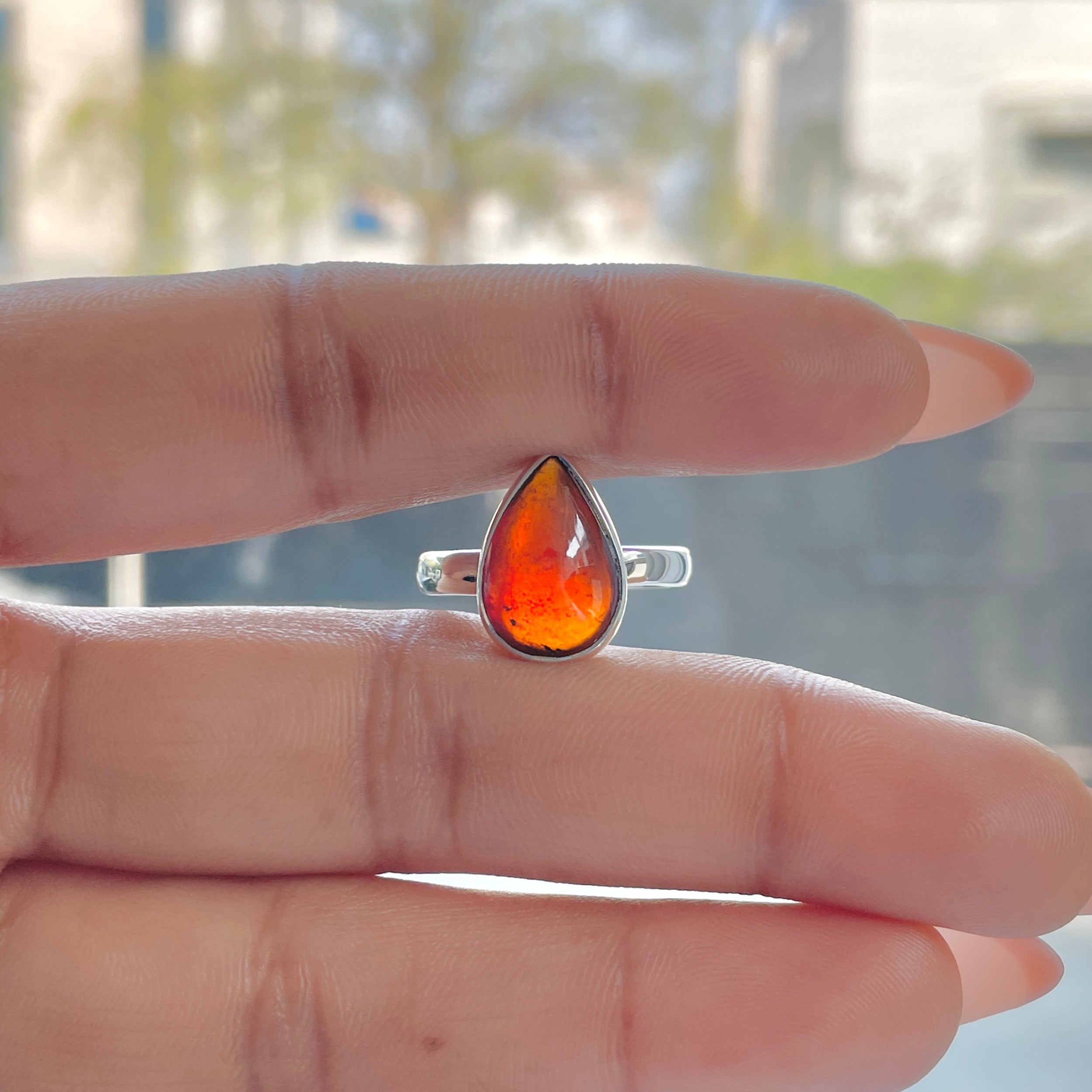 Hessonite Garnet Adjustable Ring-(HSG-R-19.)