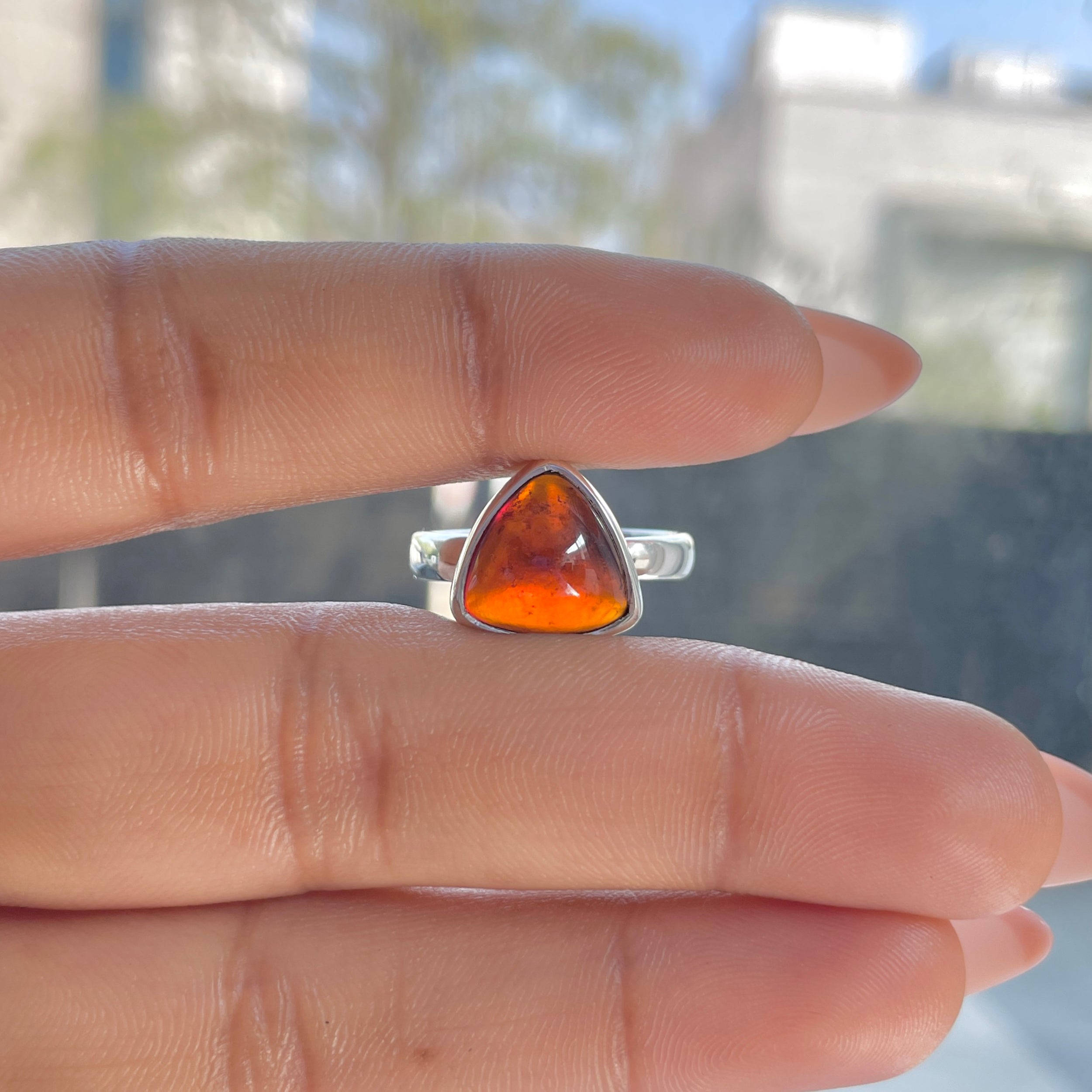 Hessonite Garnet Adjustable Ring-(HSG-R-2.)