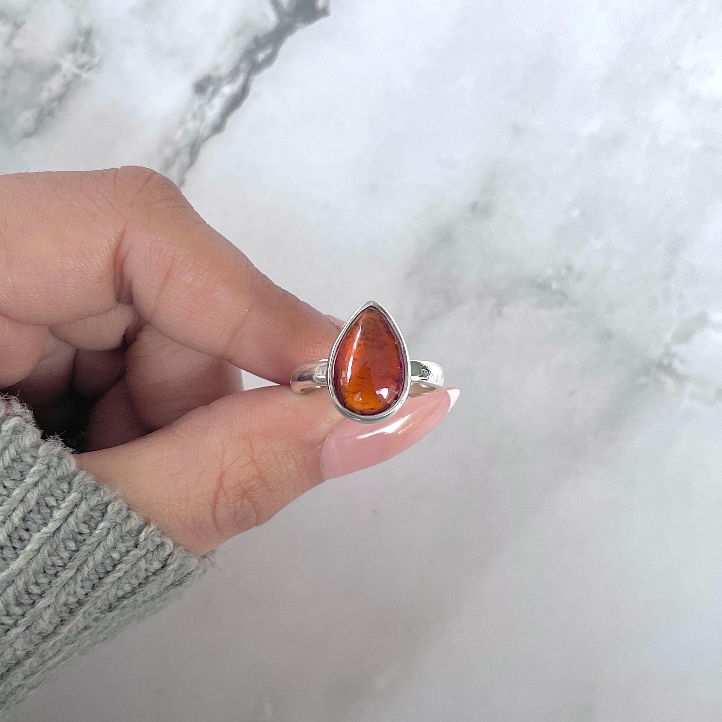 Hessonite Garnet Adjustable Ring-(HSG-R-20.)