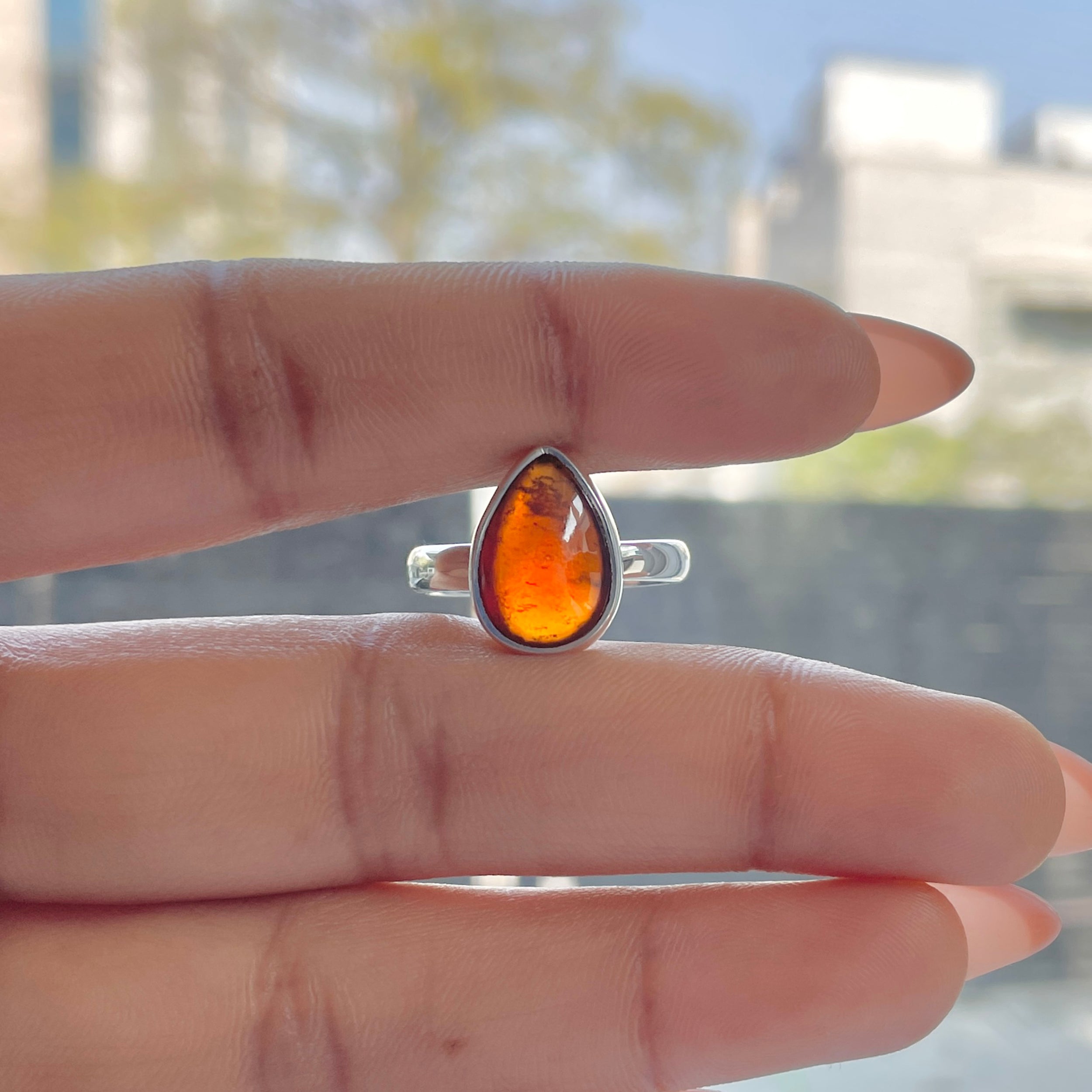 Hessonite Garnet Adjustable Ring-(HSG-R-20.)