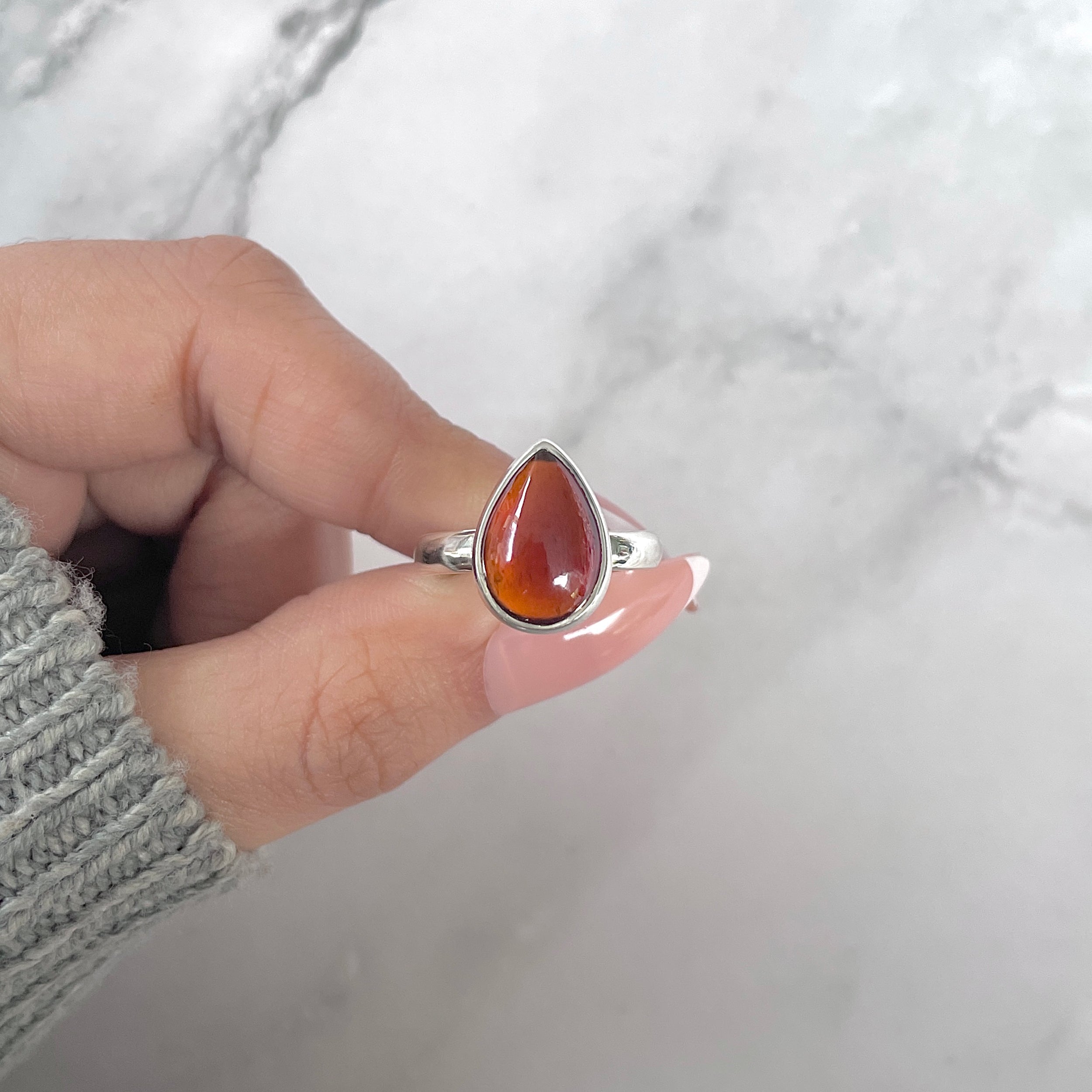 Hessonite Garnet Adjustable Ring-(HSG-R-21.)