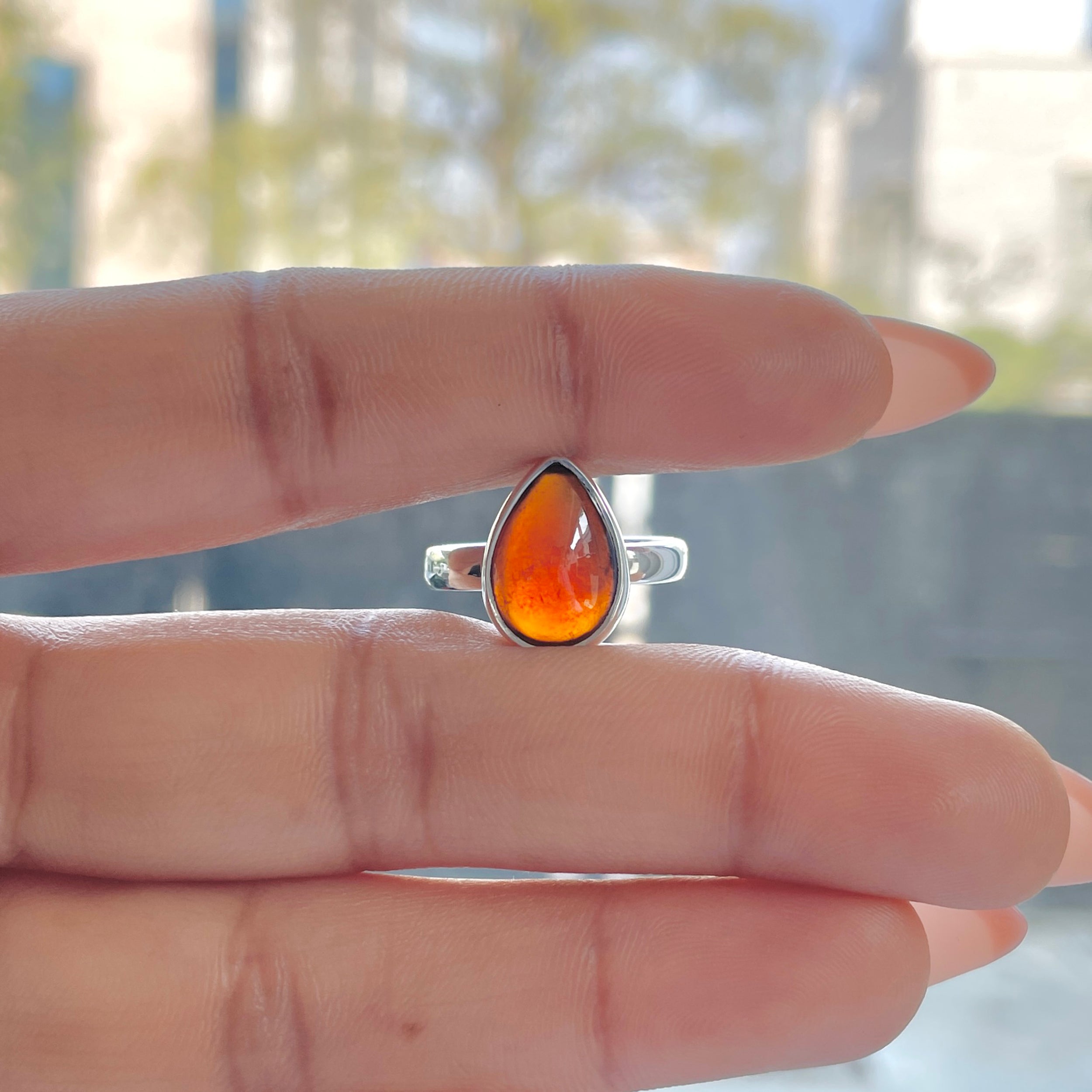Hessonite Garnet Adjustable Ring-(HSG-R-21.)