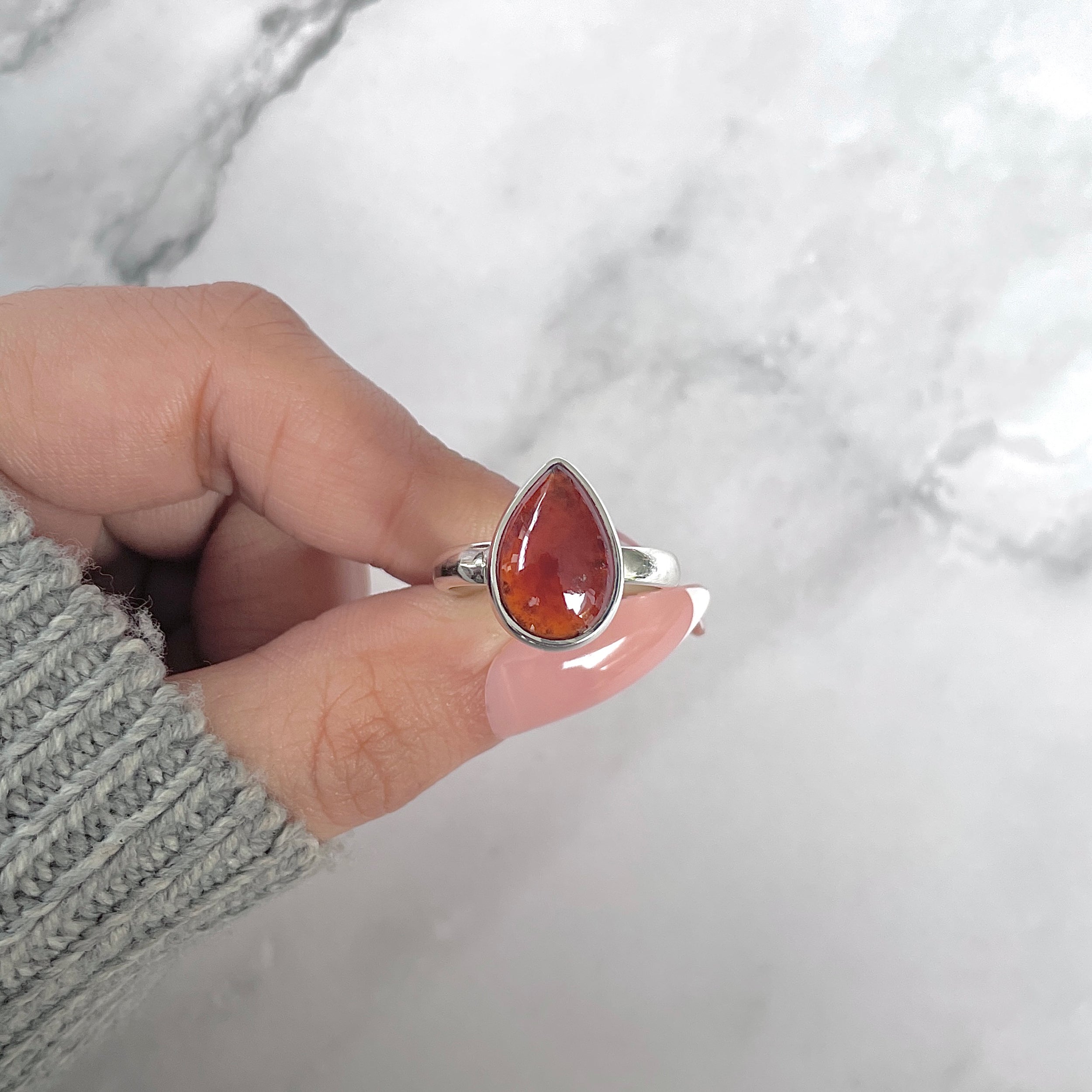 Hessonite Garnet Adjustable Ring-(HSG-R-22.)