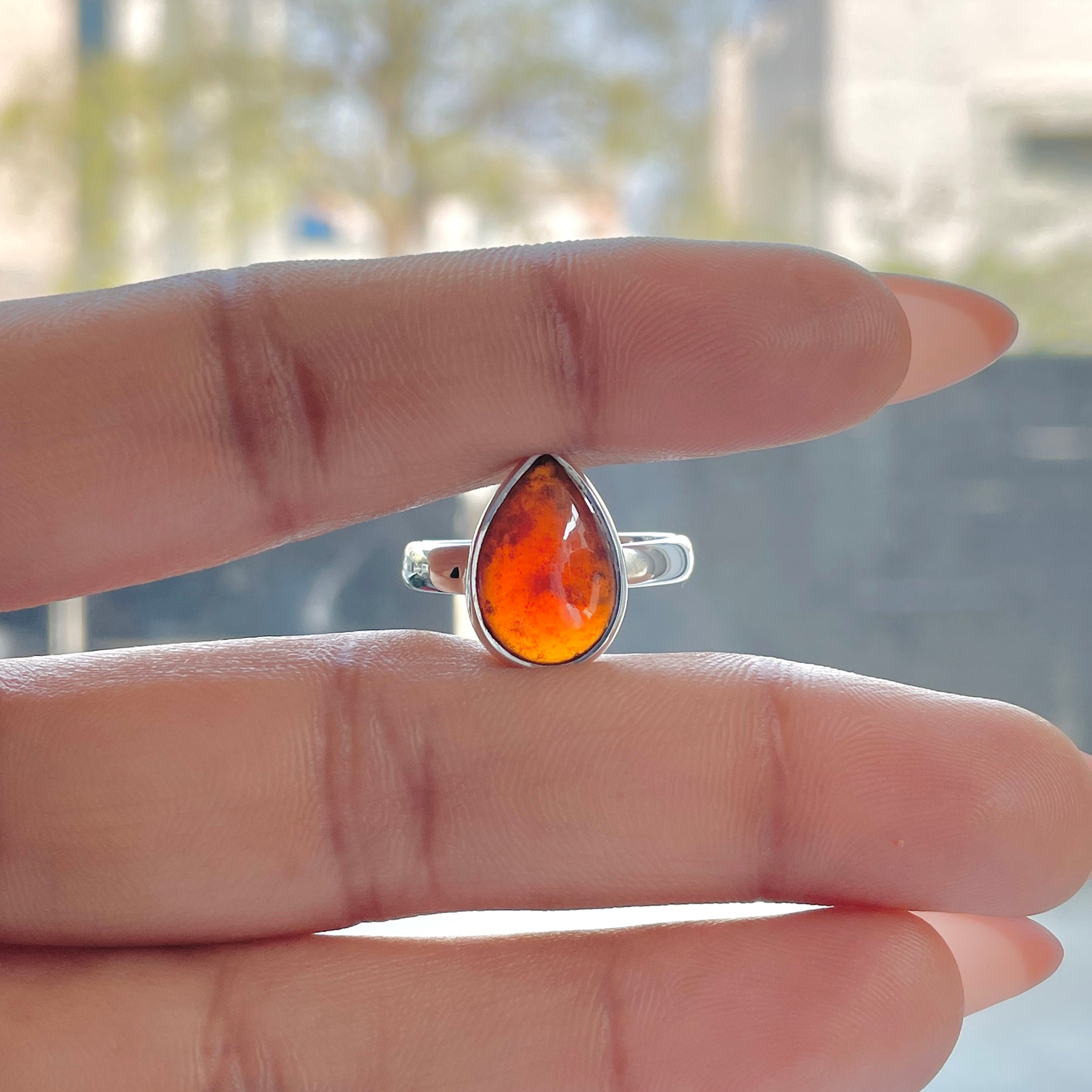 Hessonite Garnet Adjustable Ring-(HSG-R-22.)