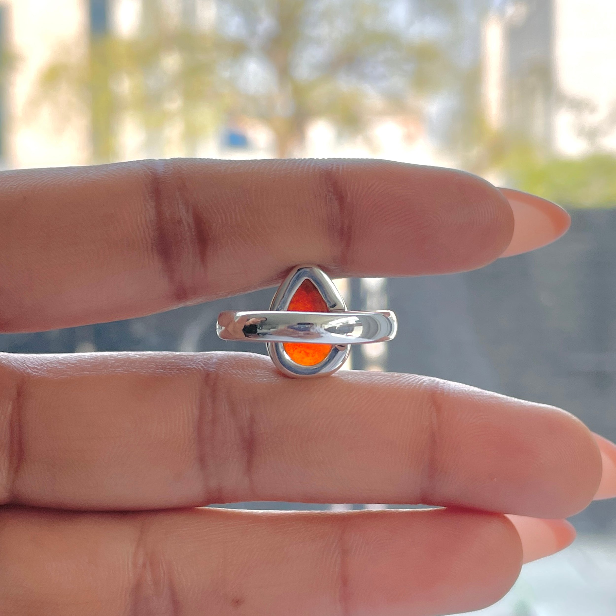 Hessonite Garnet Adjustable Ring-(HSG-R-22.)