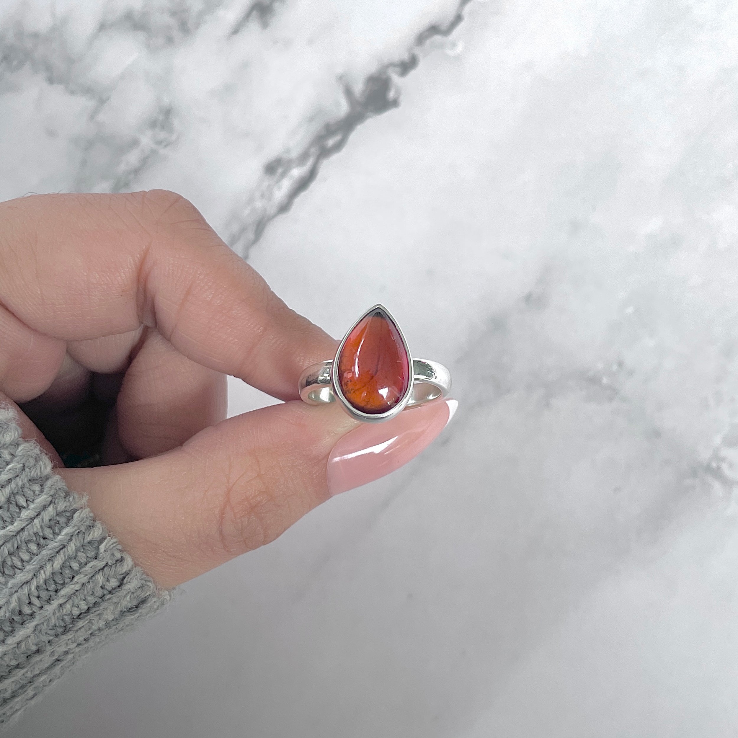Hessonite Garnet Adjustable Ring-(HSG-R-23.)