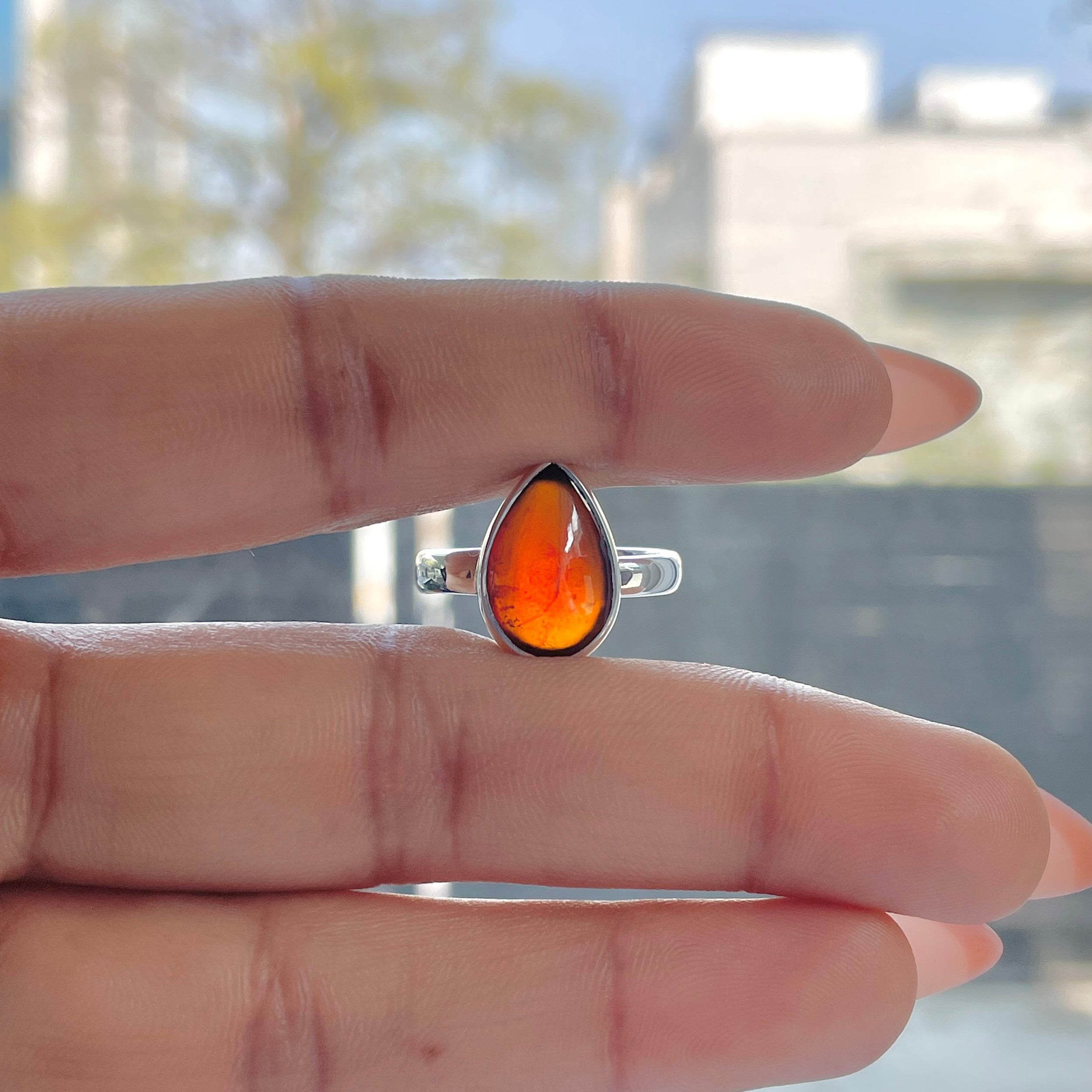 Hessonite Garnet Adjustable Ring-(HSG-R-23.)