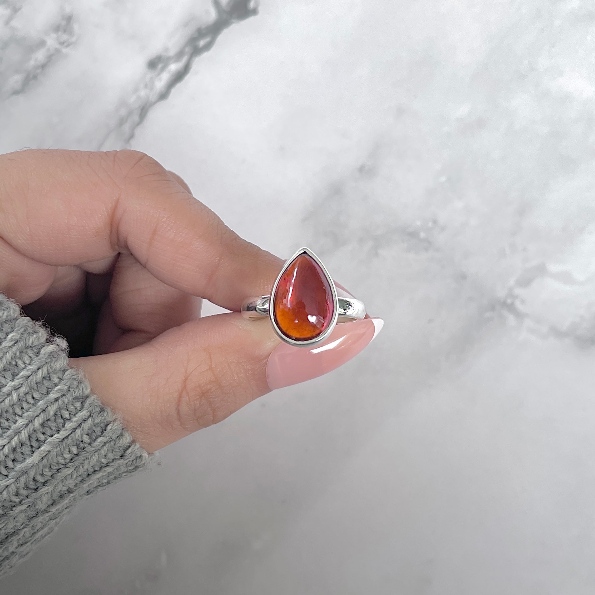 Hessonite Garnet Adjustable Ring-(HSG-R-24.)