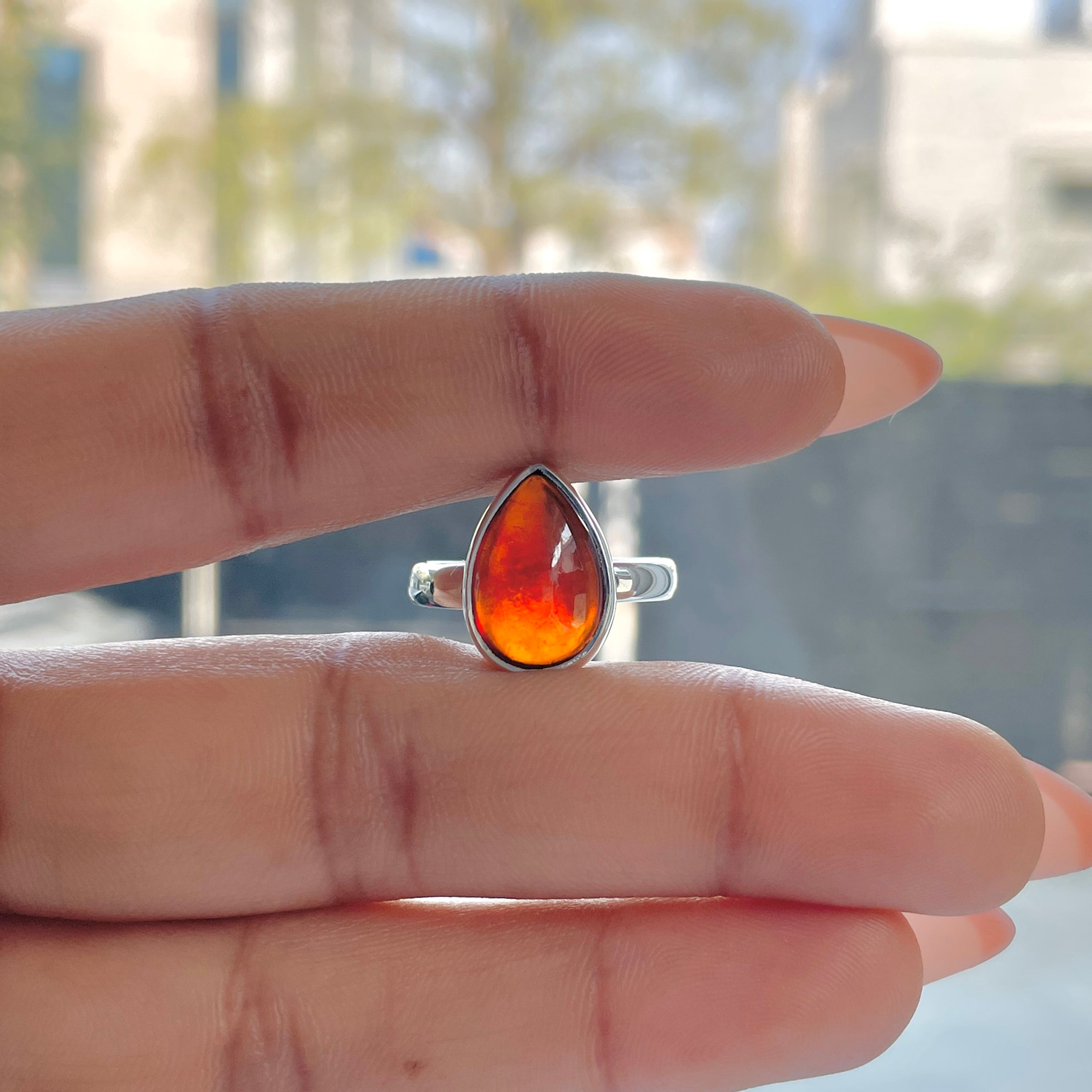 Hessonite Garnet Adjustable Ring-(HSG-R-24.)