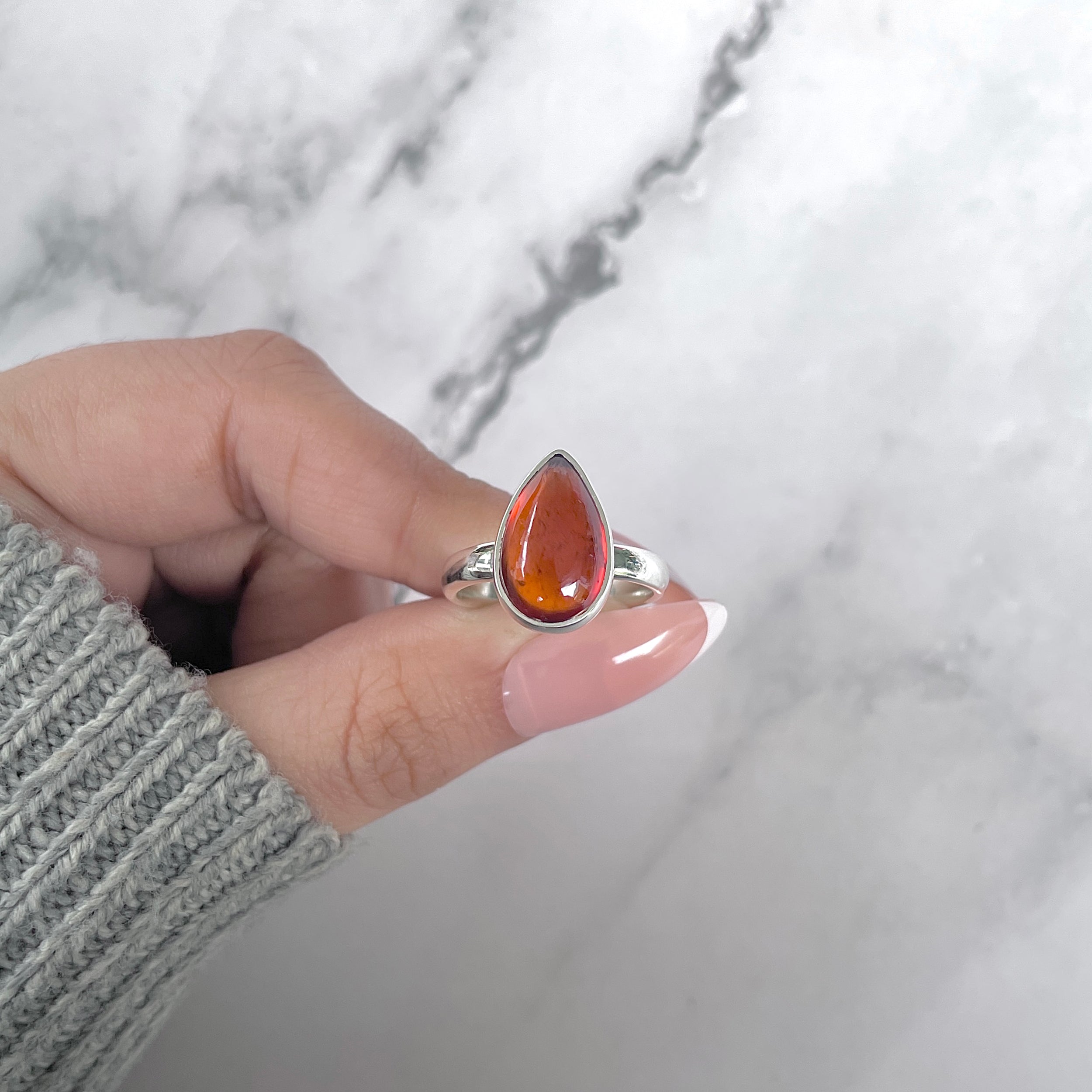 Hessonite Garnet Adjustable Ring-(HSG-R-25.)