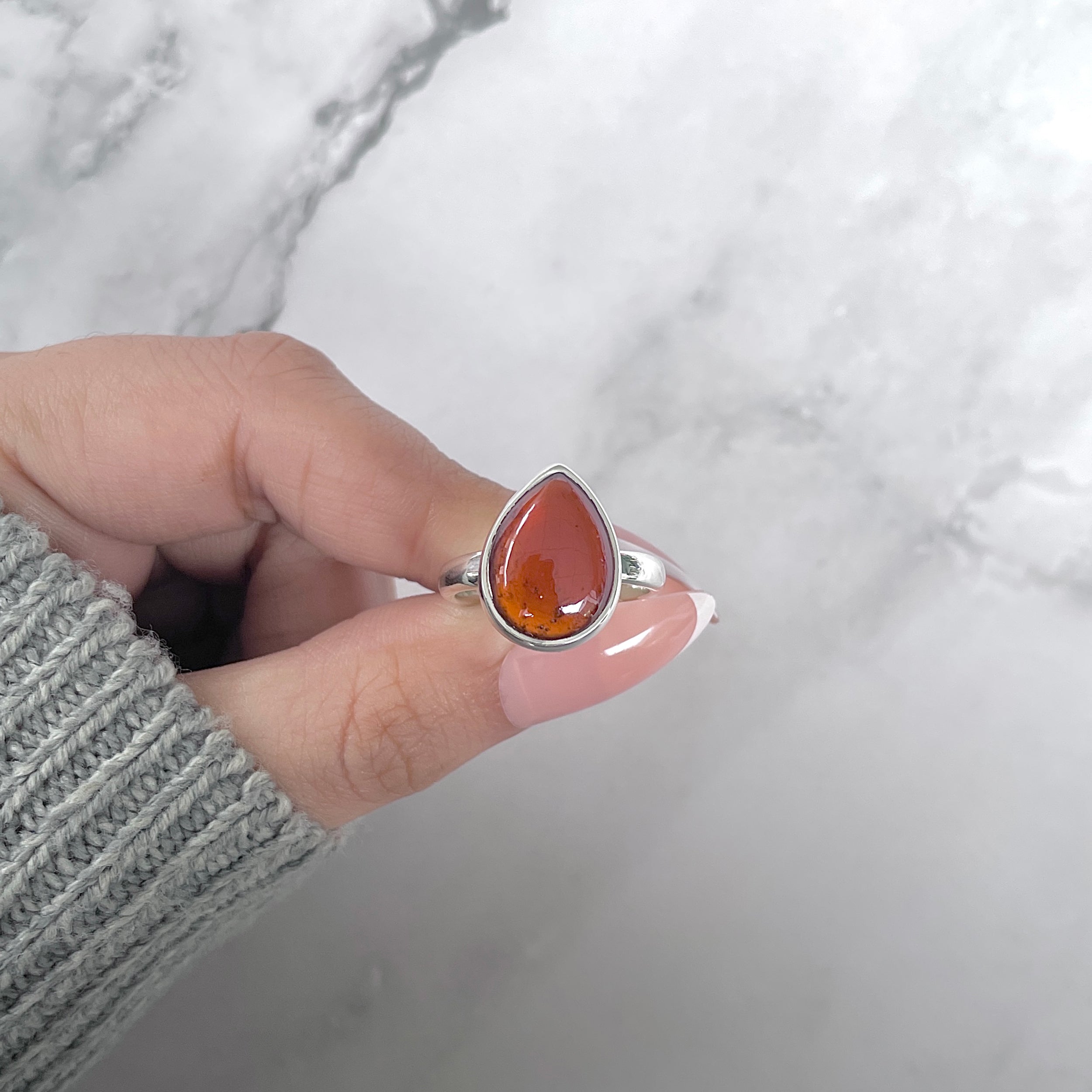 Hessonite Garnet Adjustable Ring-(HSG-R-26.)