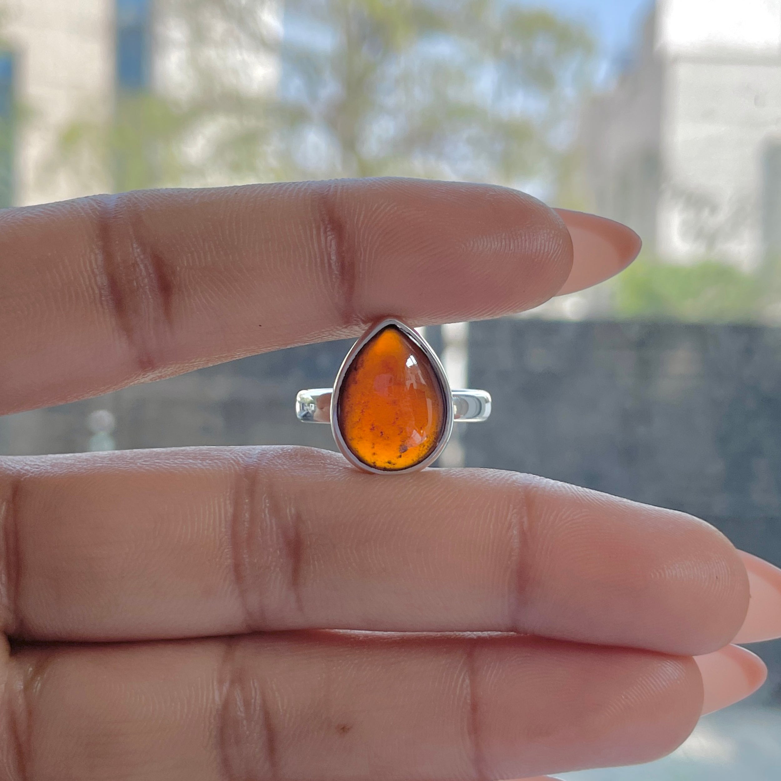 Hessonite Garnet Adjustable Ring-(HSG-R-26.)