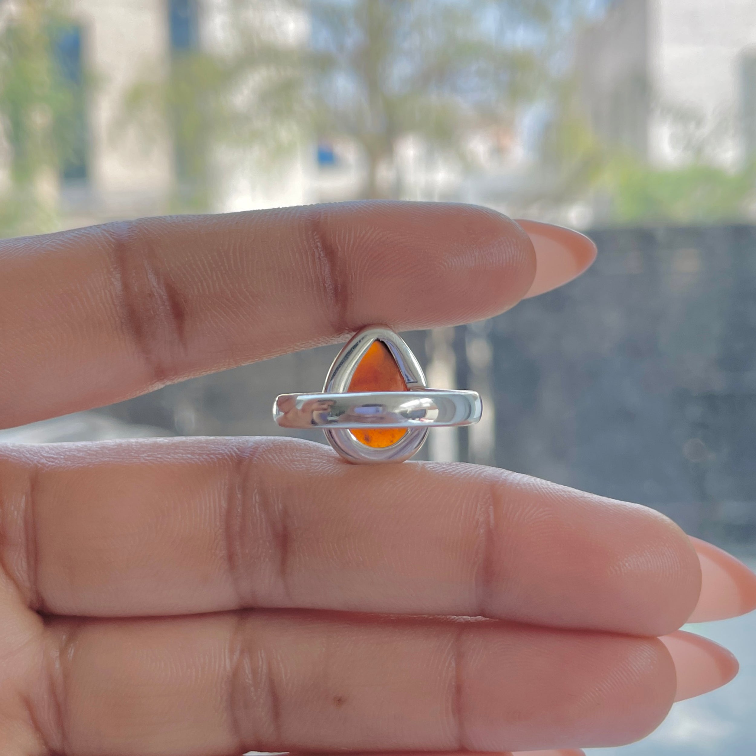Hessonite Garnet Adjustable Ring-(HSG-R-26.)