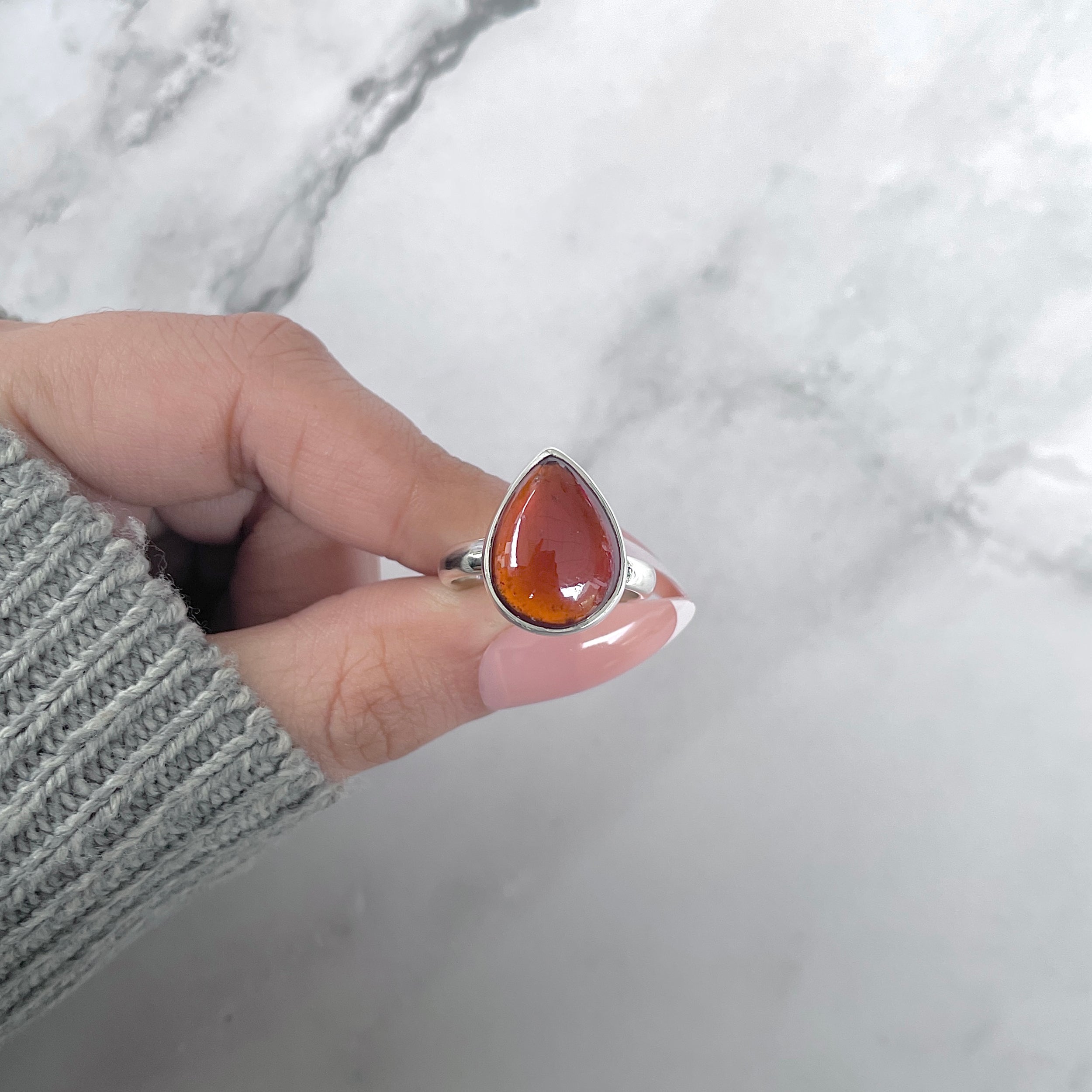 Hessonite Garnet Adjustable Ring-(HSG-R-27.)