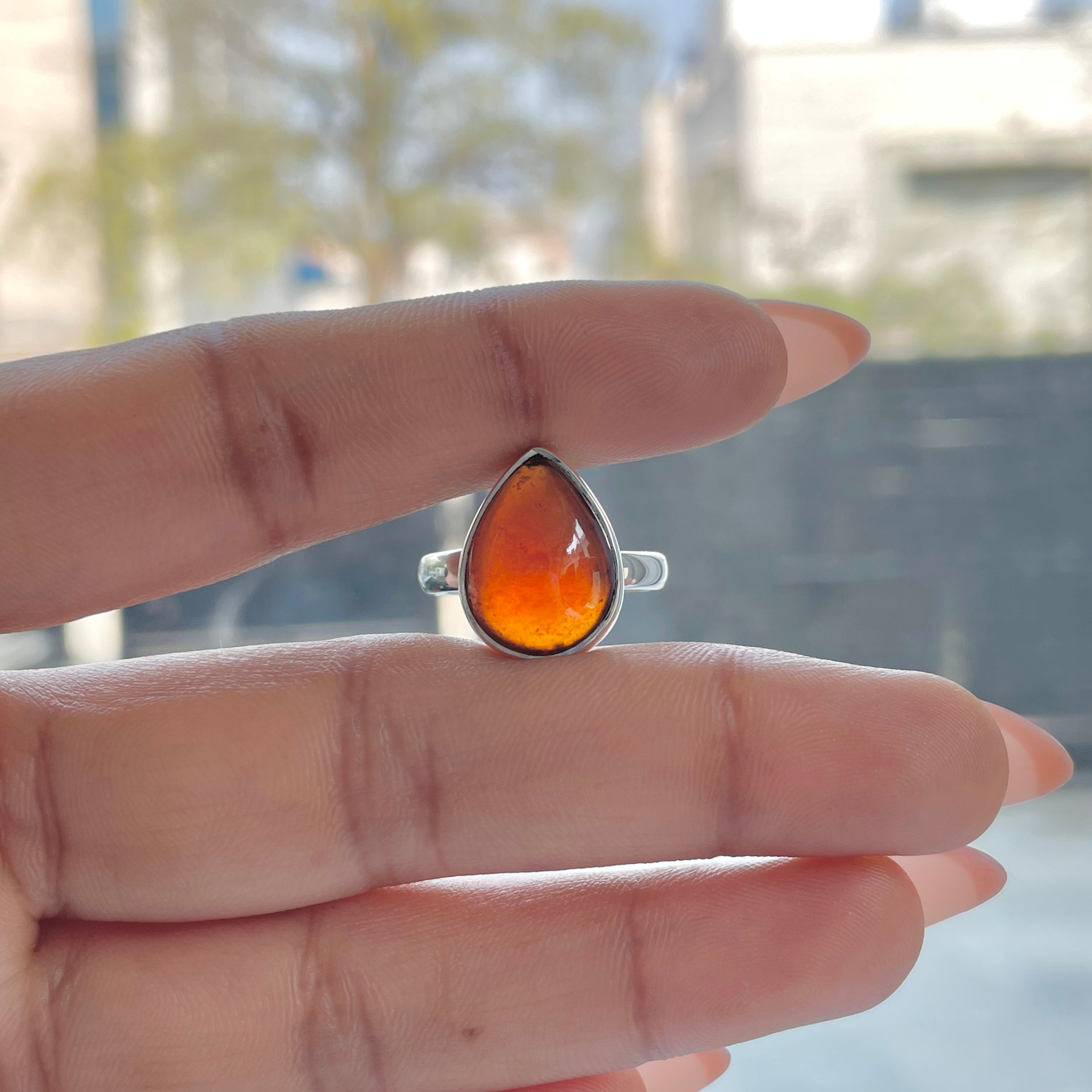 Hessonite Garnet Adjustable Ring-(HSG-R-27.)