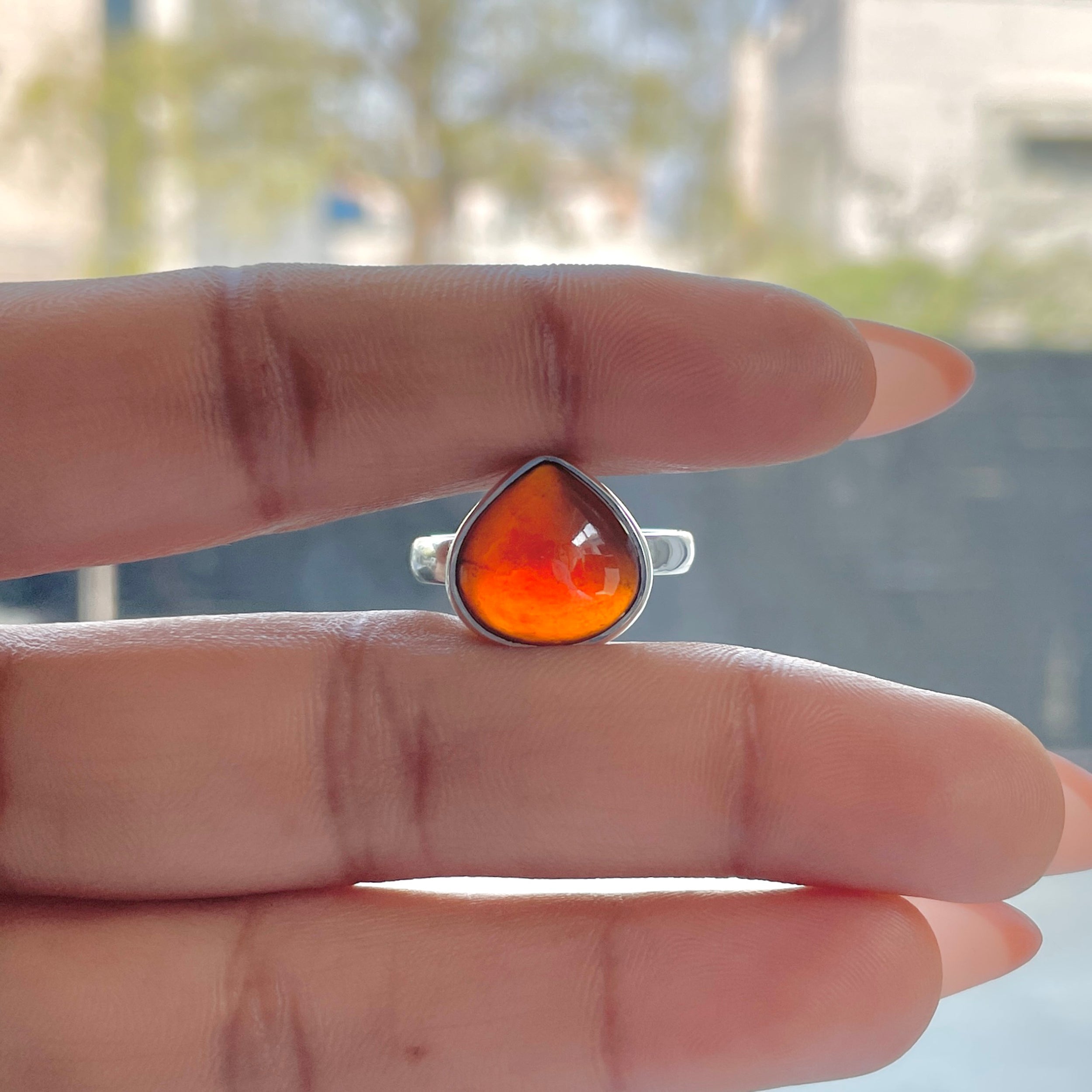 Hessonite Garnet Adjustable Ring-(HSG-R-28.)