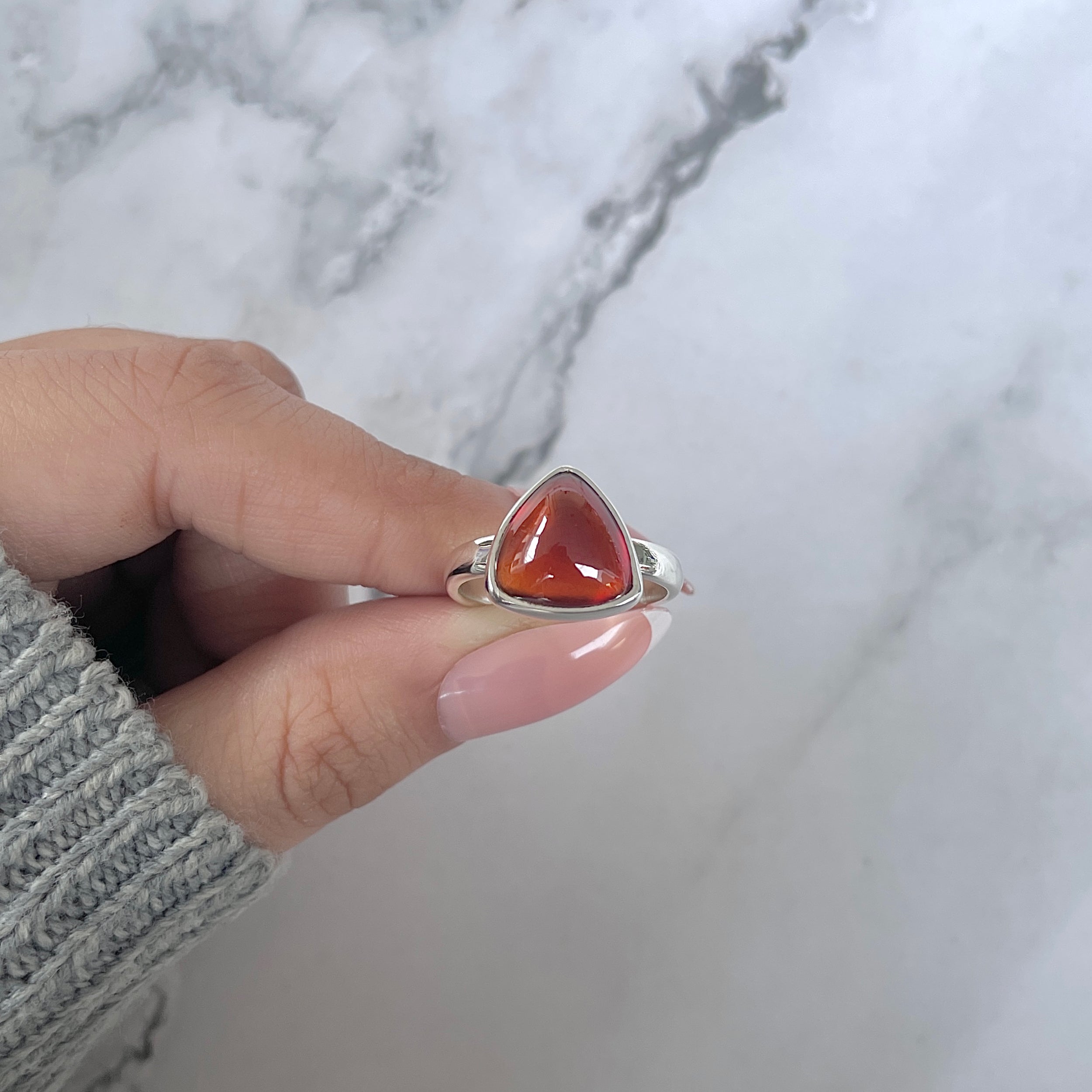 Hessonite Garnet Adjustable Ring-(HSG-R-3.)