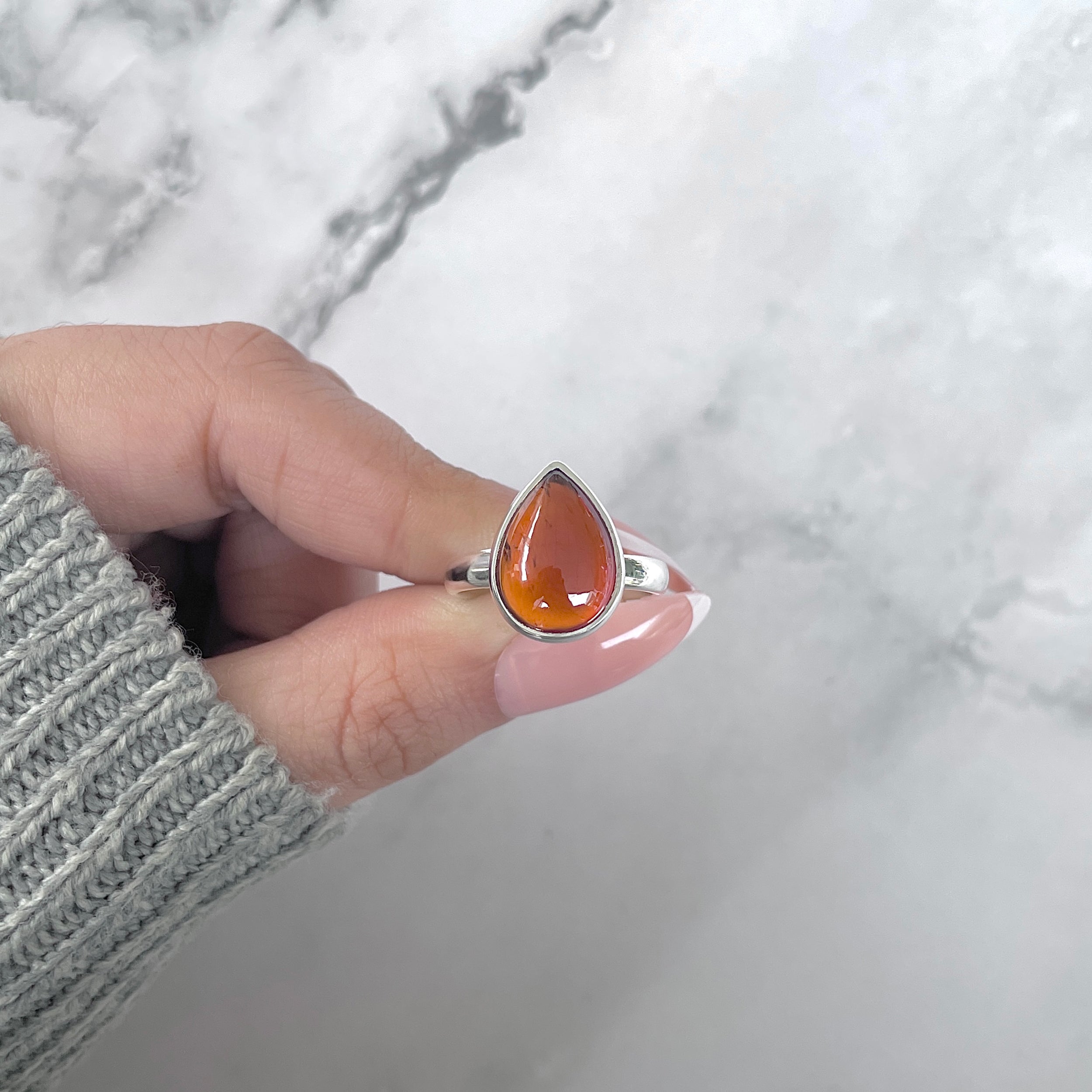 Hessonite Garnet Adjustable Ring-(HSG-R-30.)