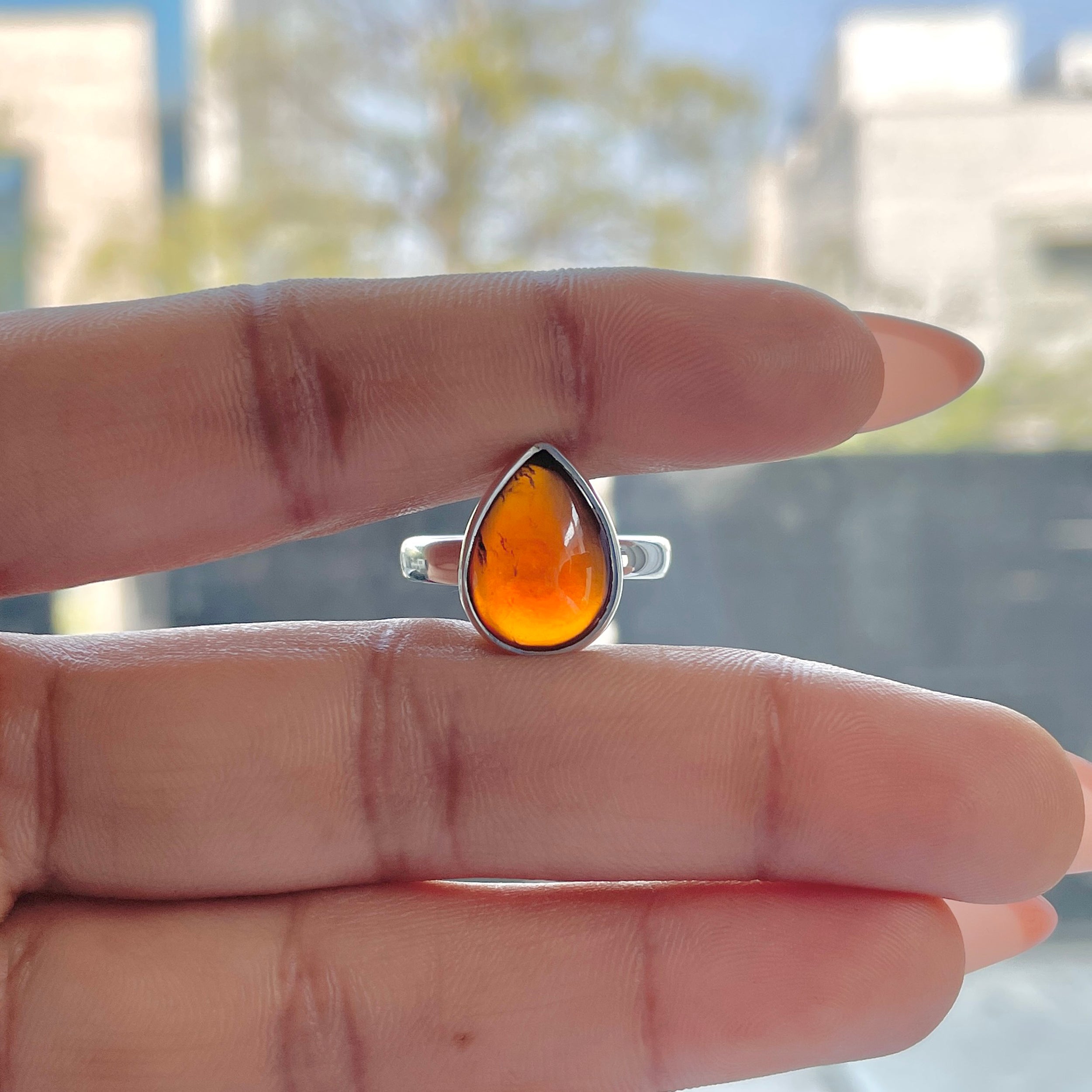 Hessonite Garnet Adjustable Ring-(HSG-R-30.)