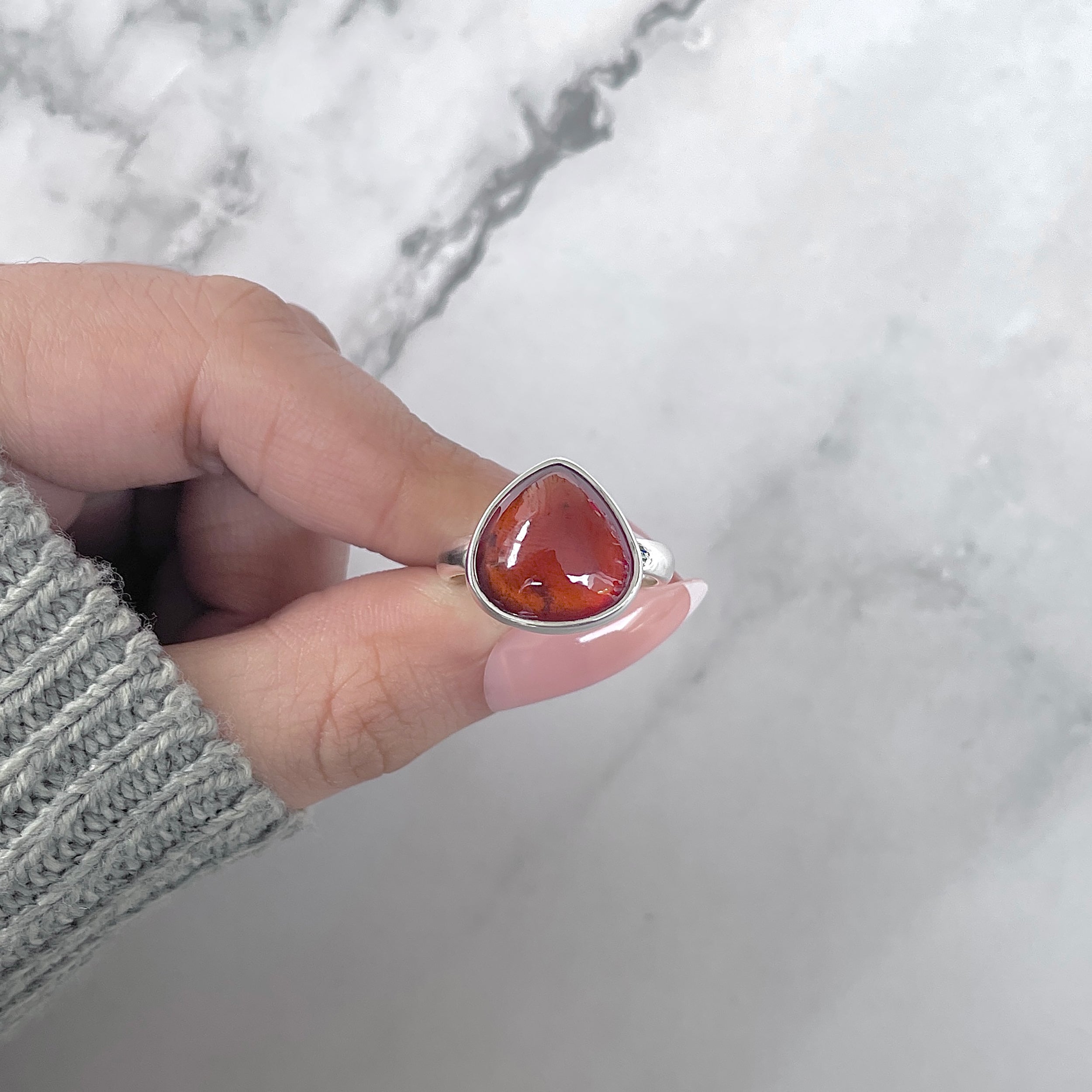 Hessonite Garnet Adjustable Ring-(HSG-R-31.)